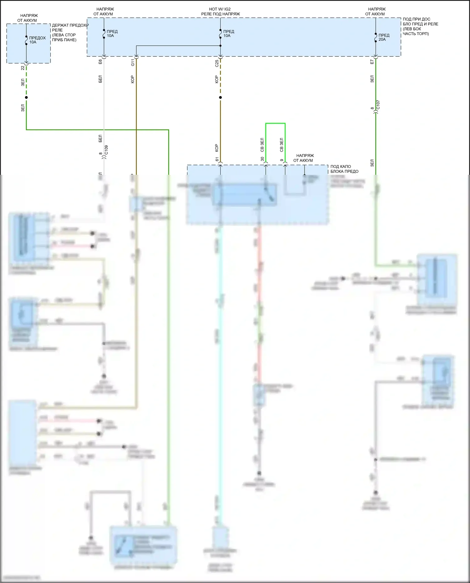 RDX Acura III (2018-2021): Электросхема зеркального нагревателя и заднего подогрева 