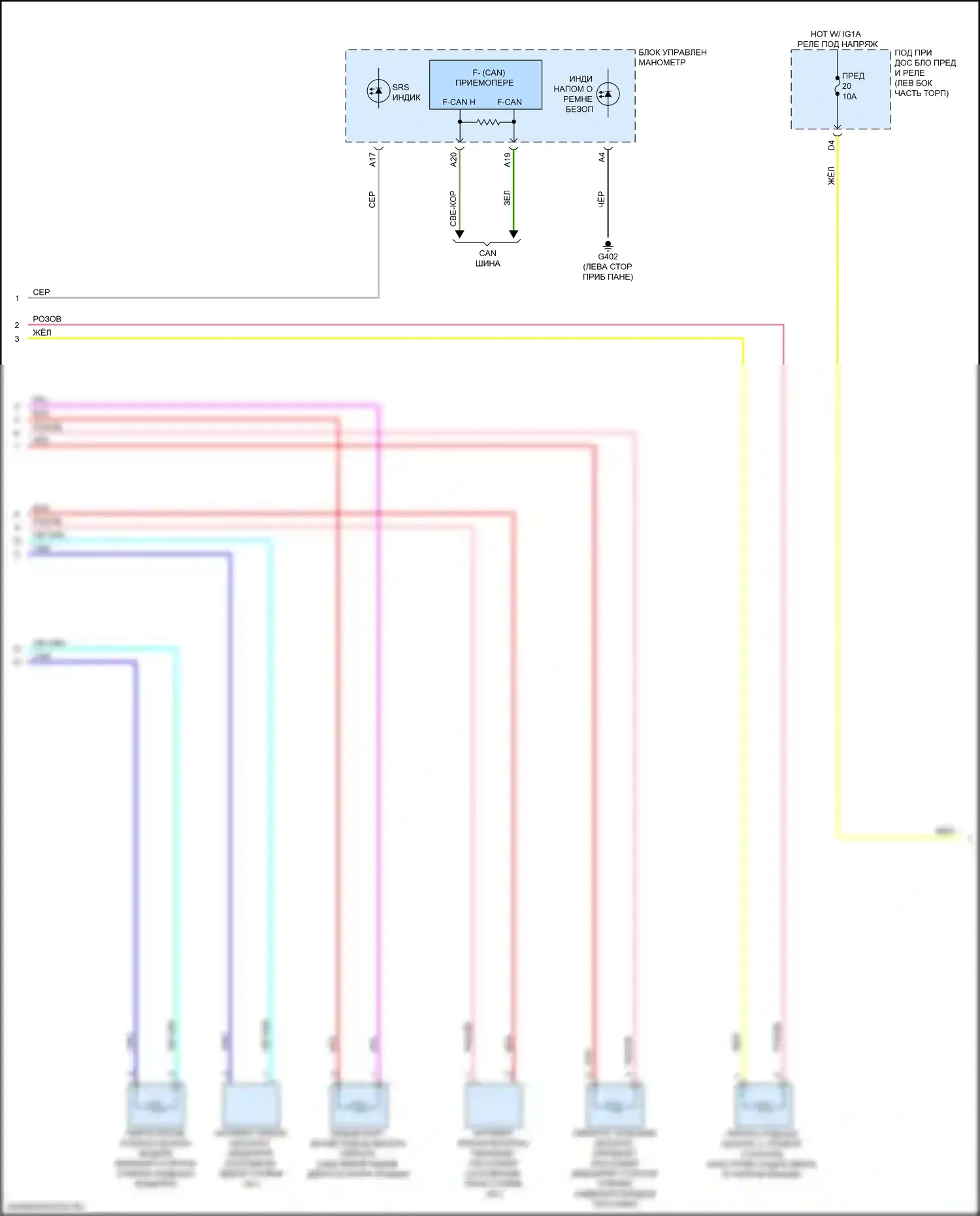 RDX Acura III (2018-2021): Электросхема подушек безопасности (2 из 4) 
