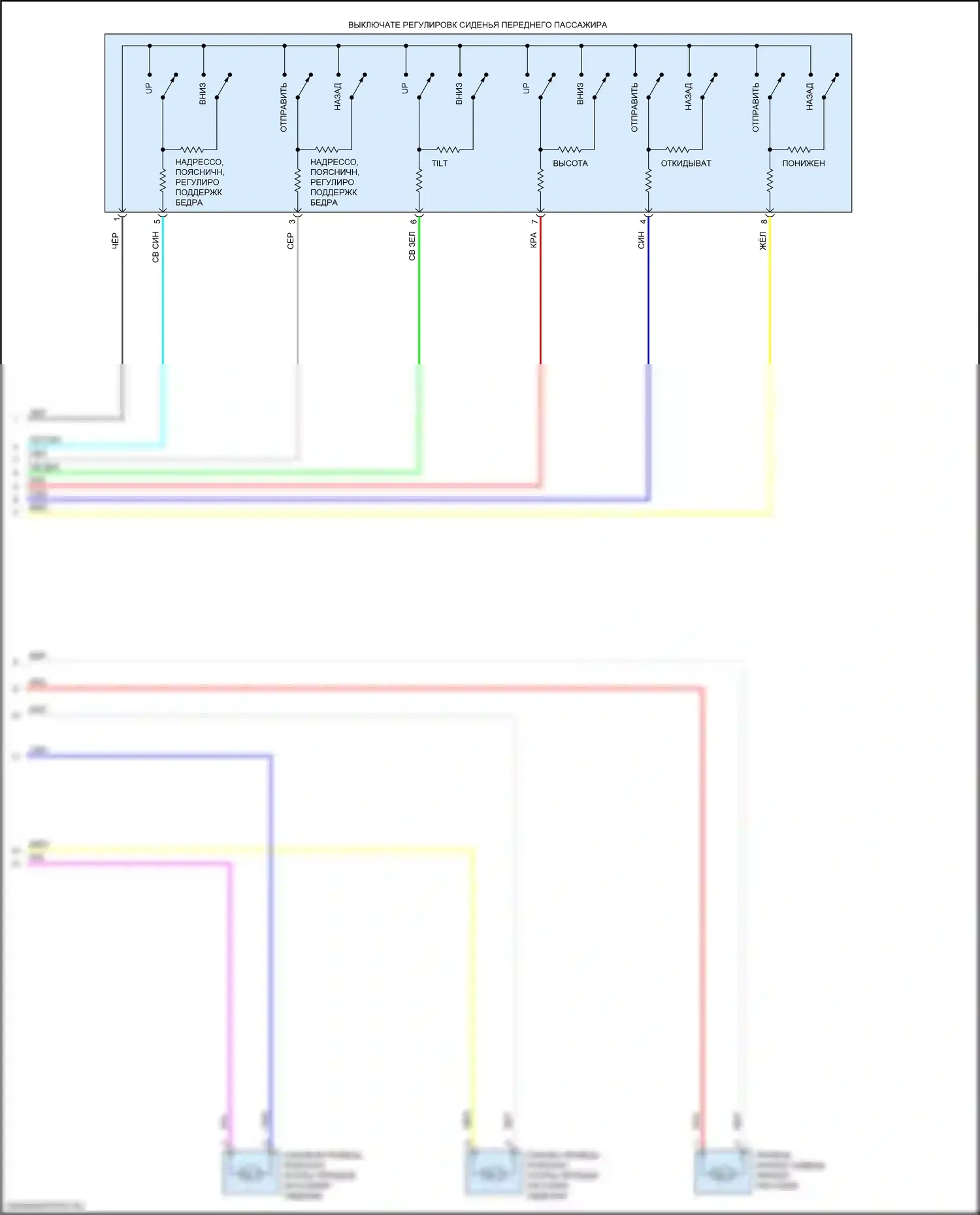 RDX Acura III (2018-2021): Электросхема сиденья с электроприводом для пассажиров, 12-ходовая (2 из 2) 