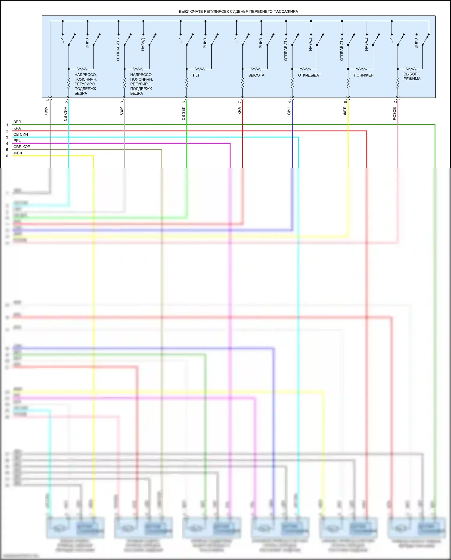 RDX Acura III (2018-2021): Электросхема сиденья с электроприводом для пассажиров, 16-сторонняя (2 из 2) 