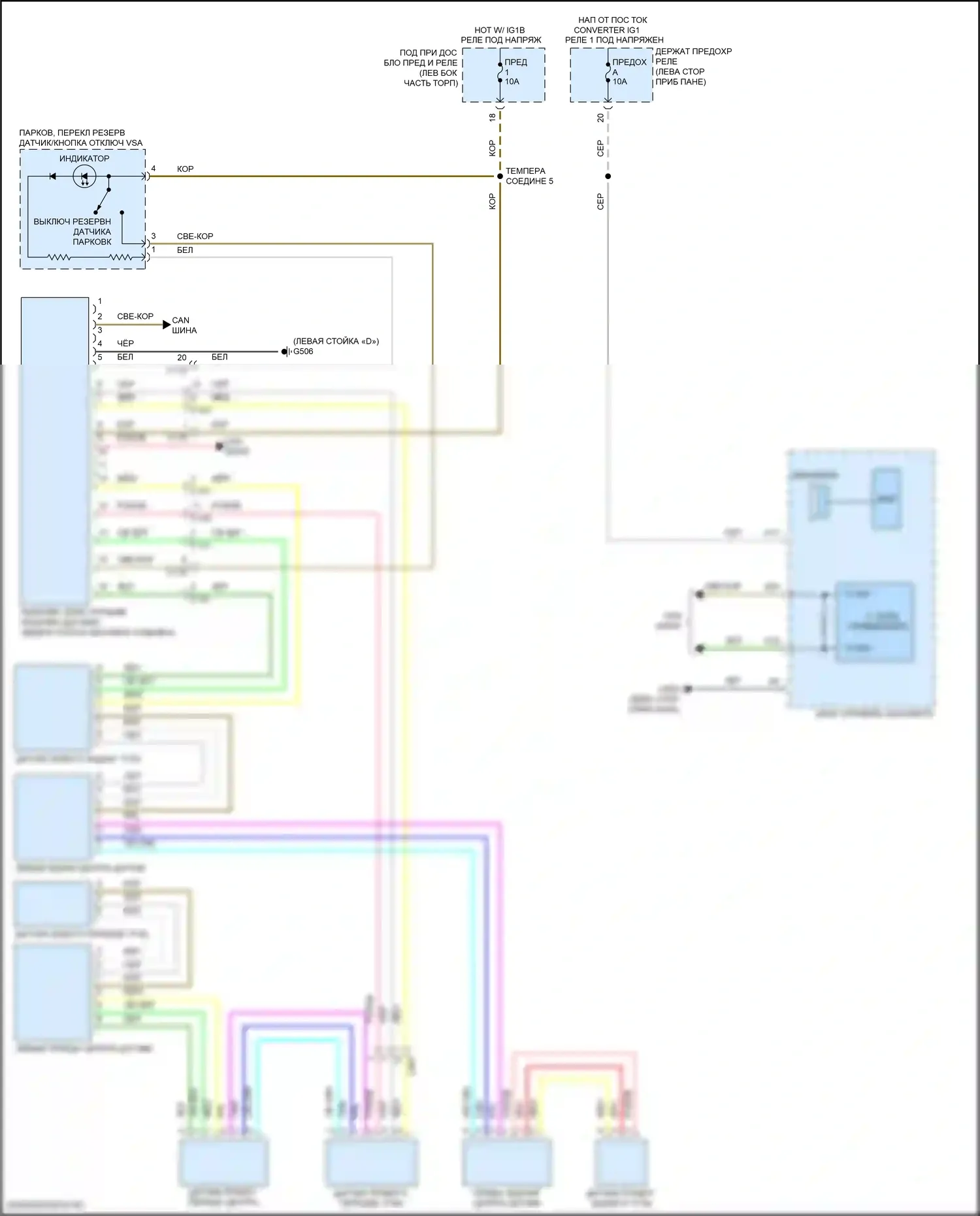 RDX Acura III (2018-2021): Электросхема парктроника 