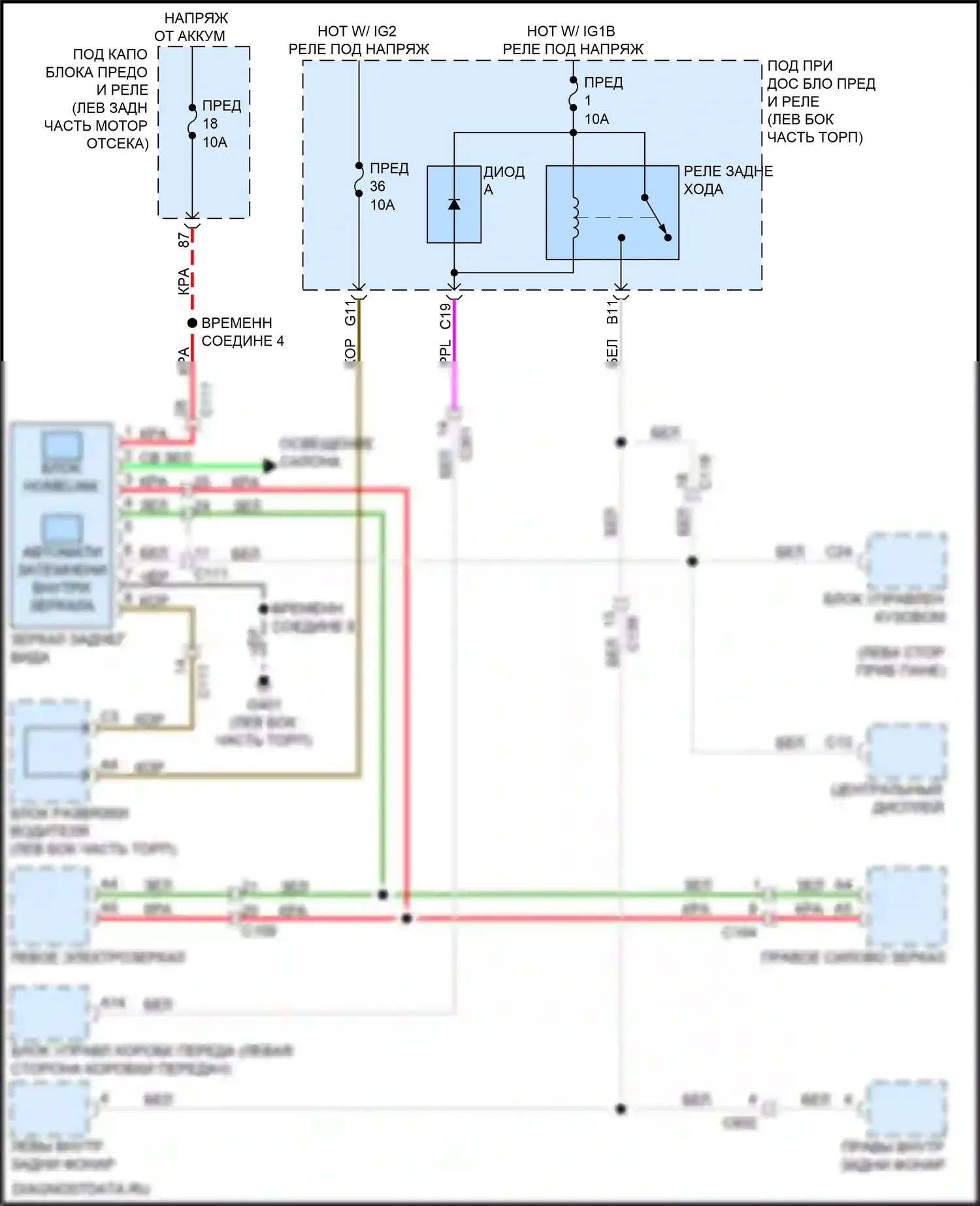 RDX Acura III (2018-2021): Электросхема управления зеркалами заднего вида 