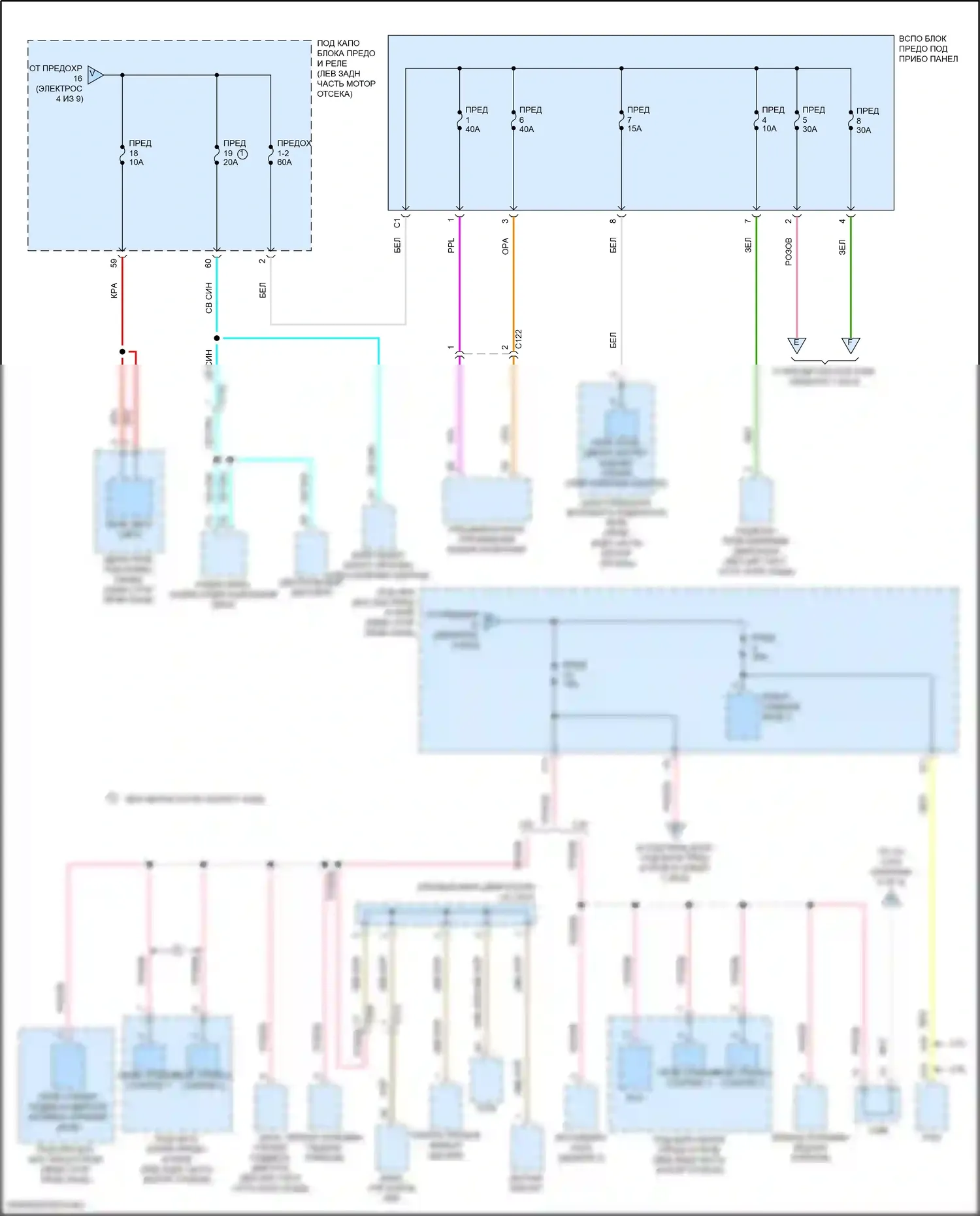 TLX Acura I рестайлинг (2017-2020): Электросхема блока предохранителей реле (5 из 9) 