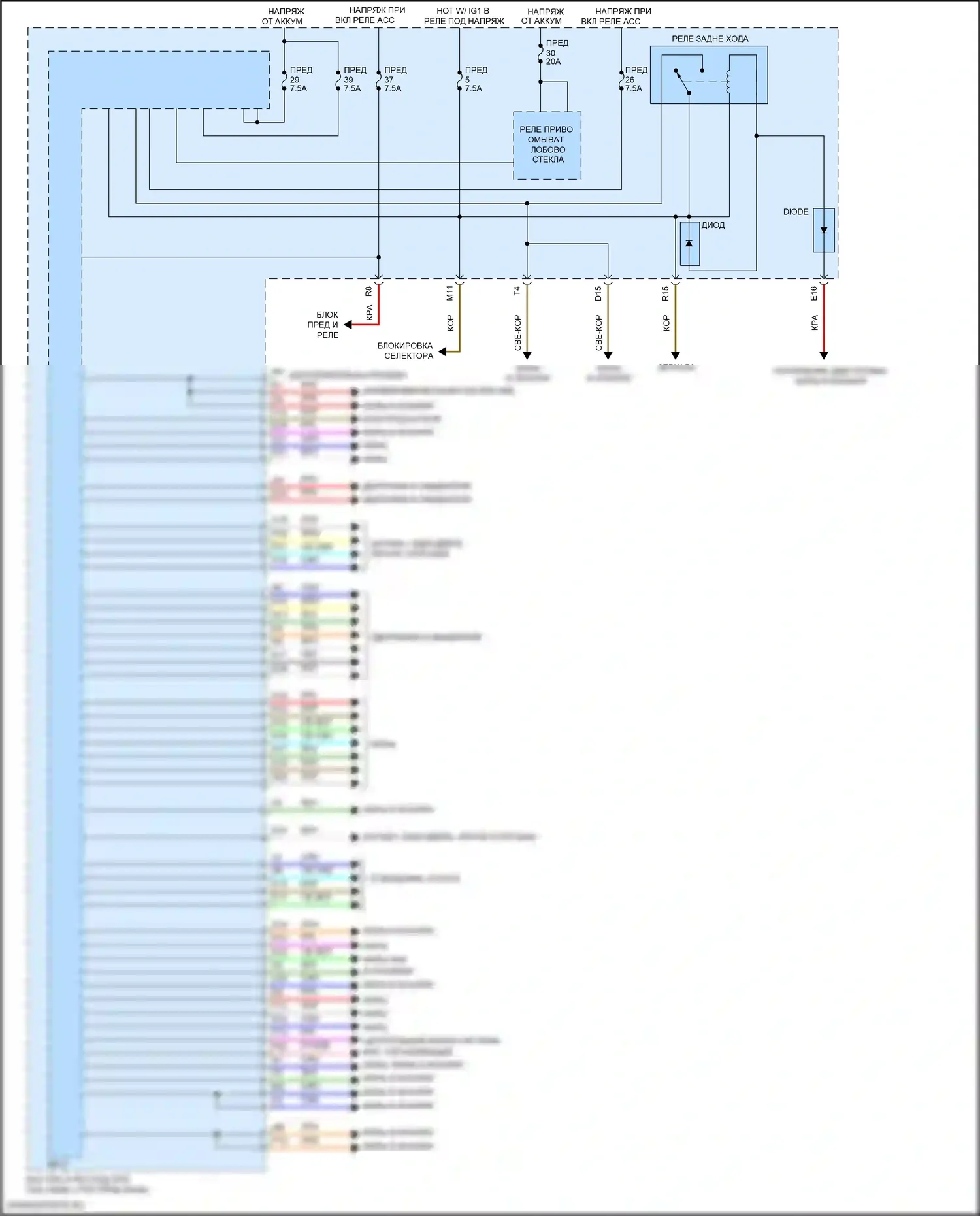 TLX Acura I рестайлинг (2017-2020): Электросхема блоков управления кузовом (1 из 2) 