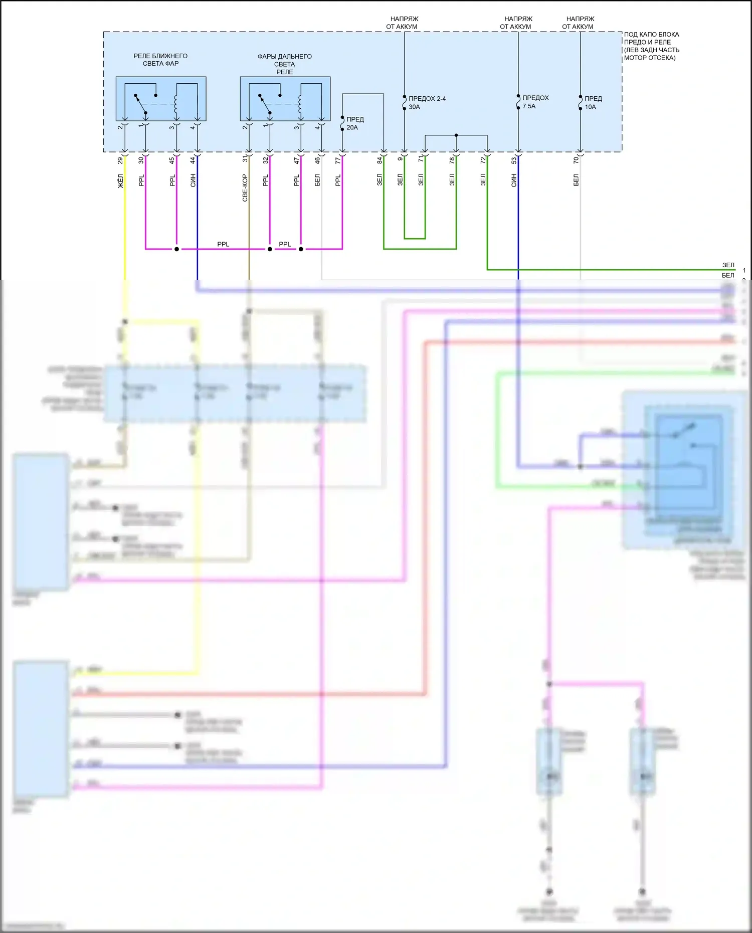 TLX Acura I рестайлинг (2017-2020): Электросхема фар (1 из 2) 