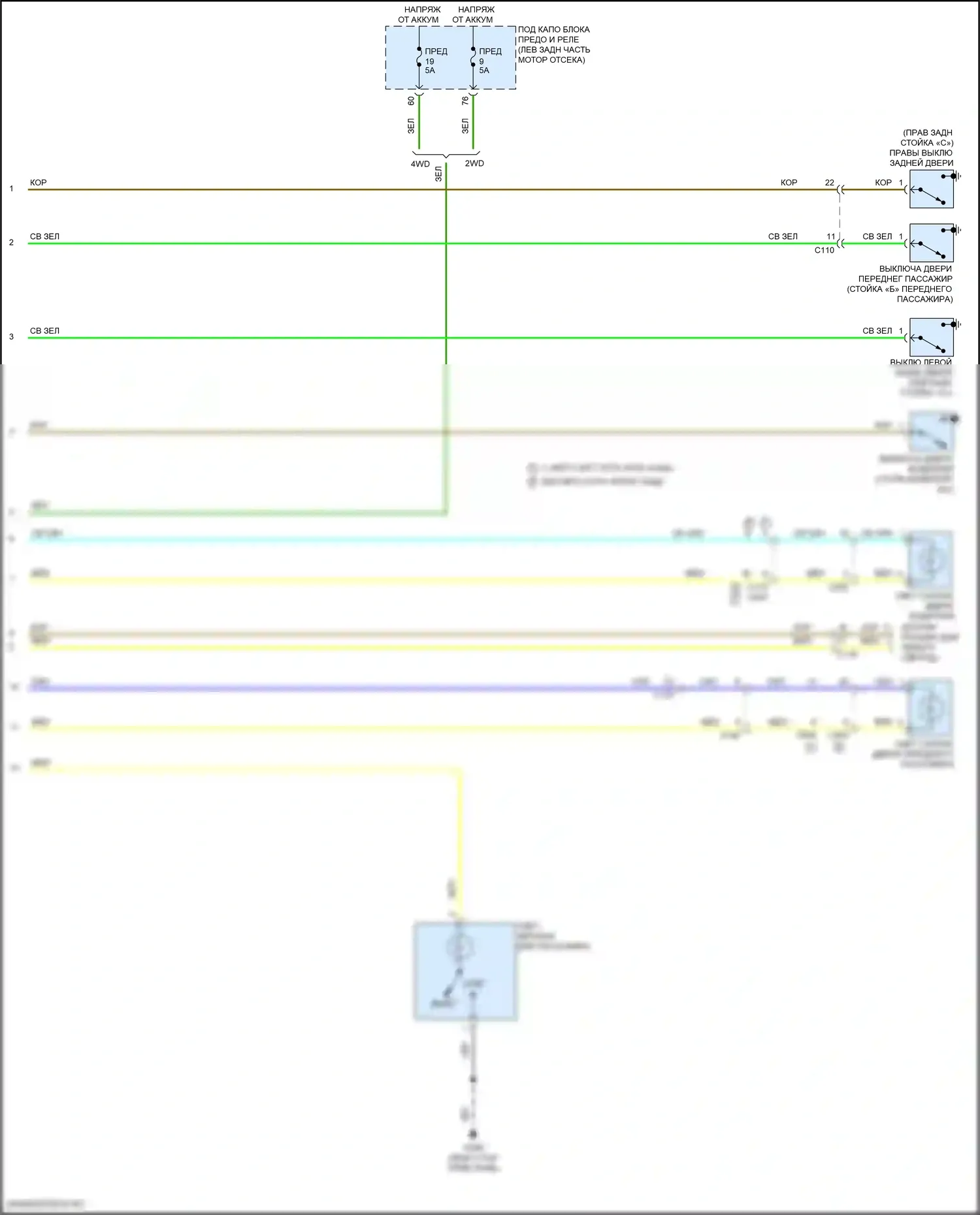 TLX Acura I рестайлинг (2017-2020): Электросхема освещения салона (2 из 2) 