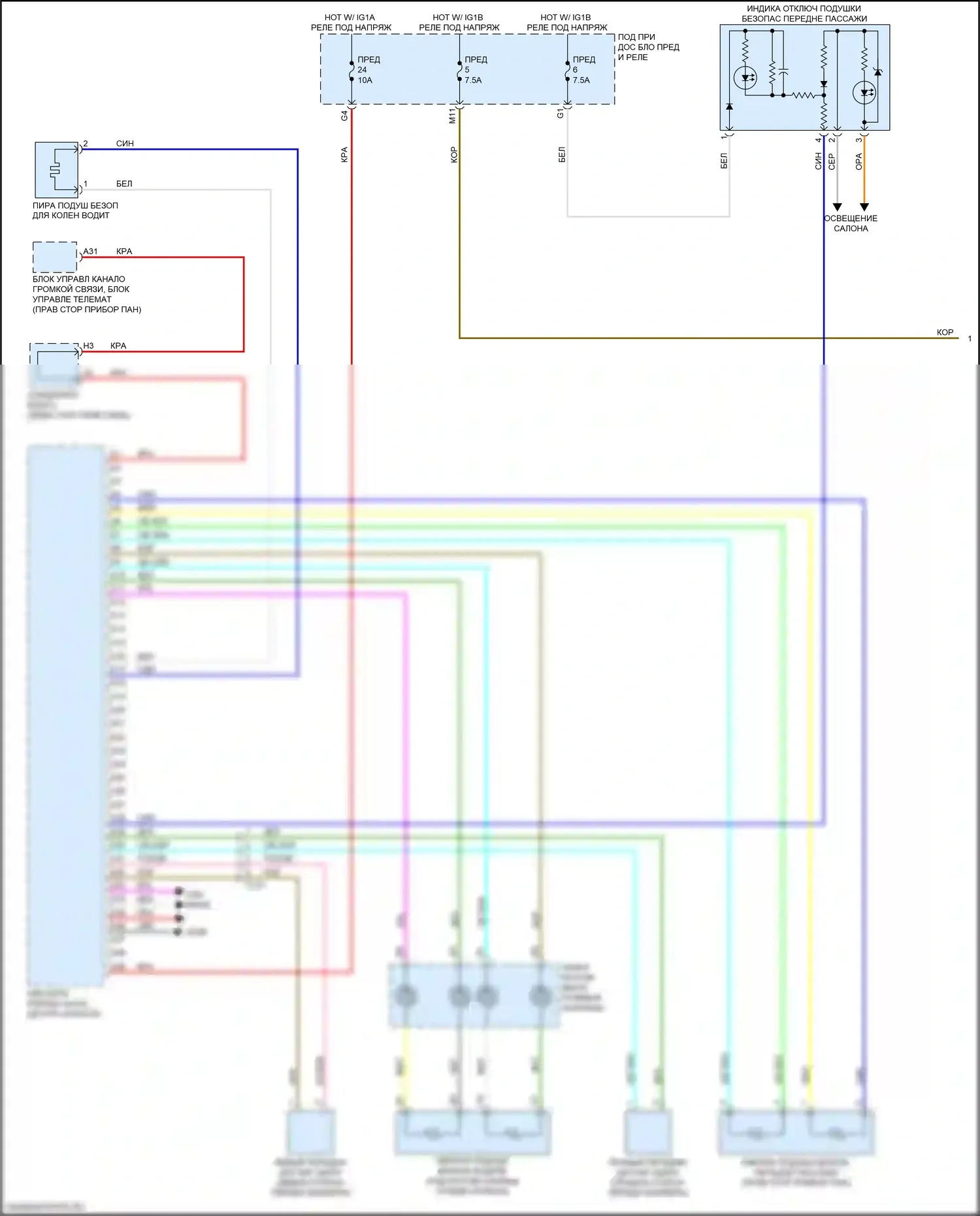 TLX Acura I рестайлинг (2017-2020): Электросхема подушек безопасности (1 из 3) 
