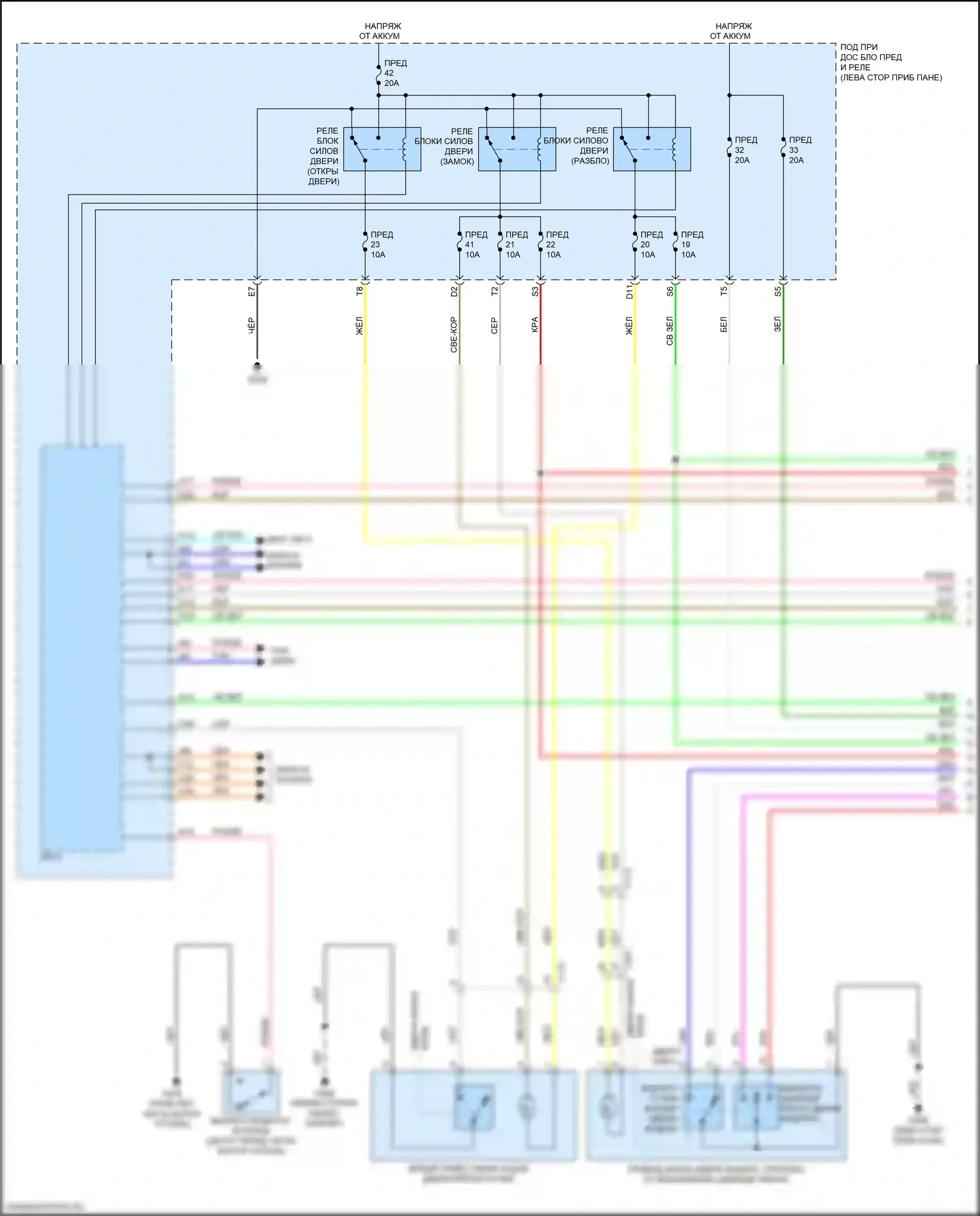 TLX Acura I рестайлинг (2017-2020): Электросхема центрального замка (1 из 7) 