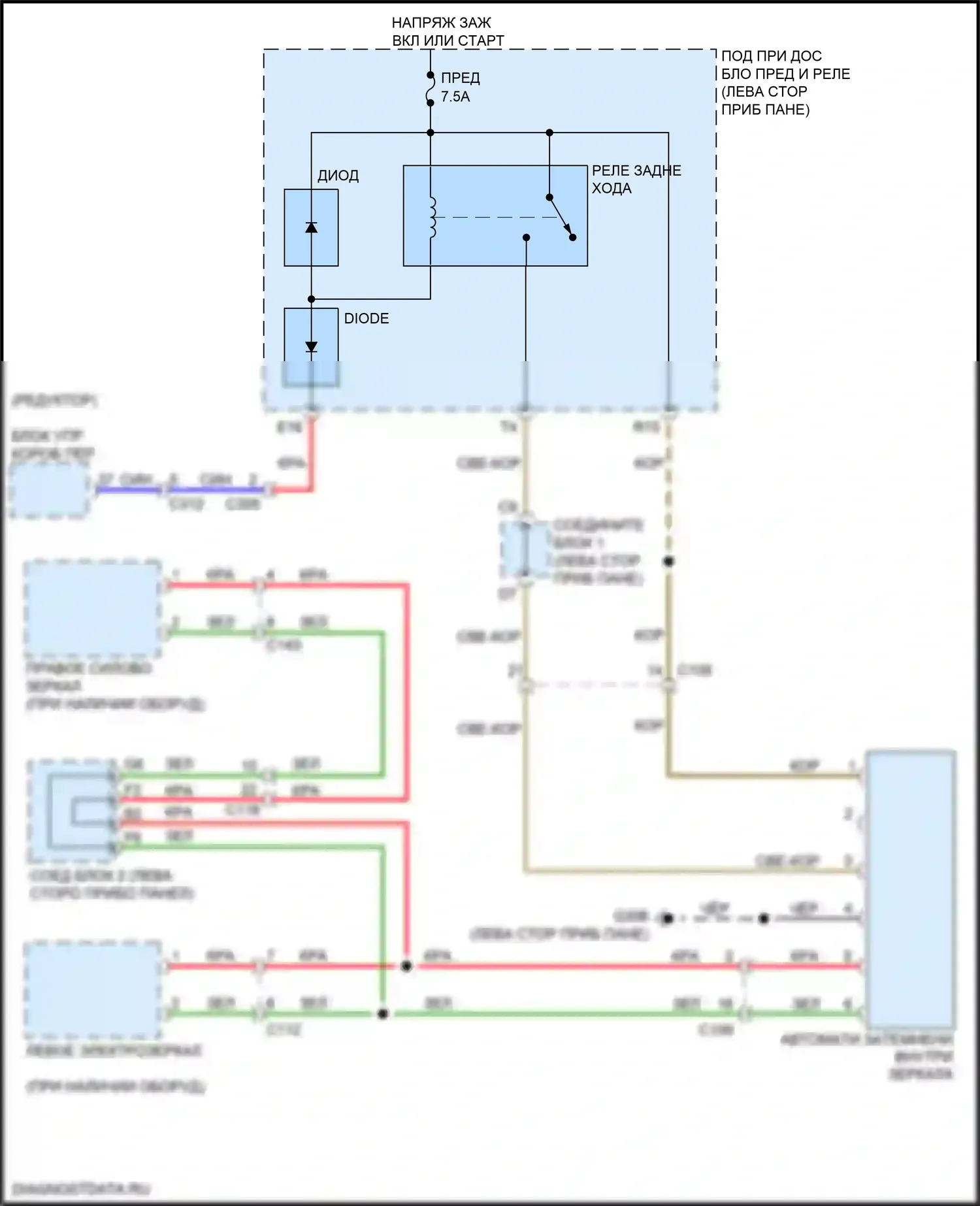 TLX Acura I рестайлинг (2017-2020): 3.5л, автоматическая электросхема дневного/ночного зеркала 