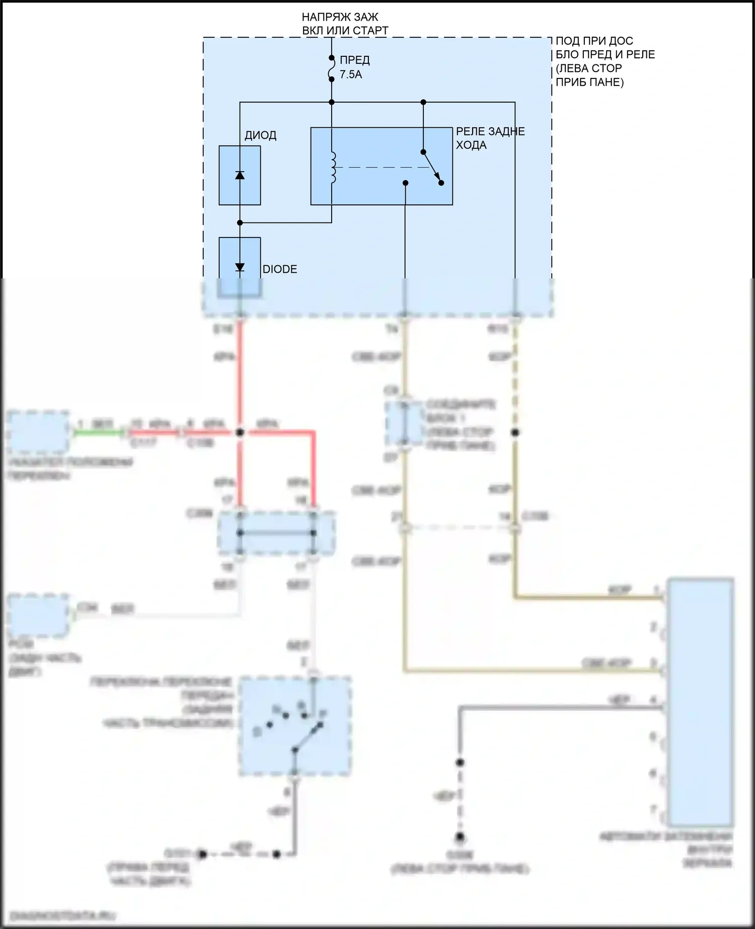 TLX Acura I рестайлинг (2017-2020): 2,4л, автоматическая электросхема дневного/ночного зеркала 