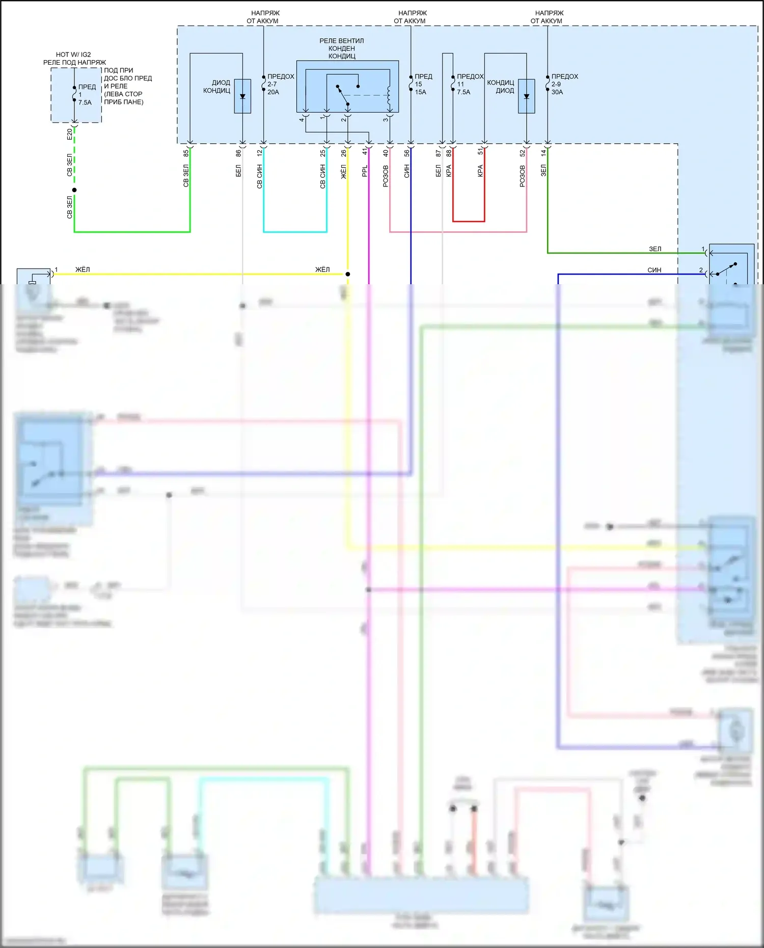 TLX Acura I рестайлинг (2017-2020): 2.4l, электросхема вентилятора охлаждения 