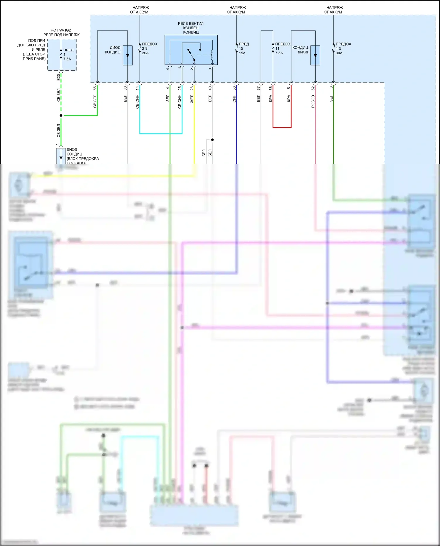 TLX Acura I рестайлинг (2017-2020): 3.5l, электросхема вентилятора охлаждения 