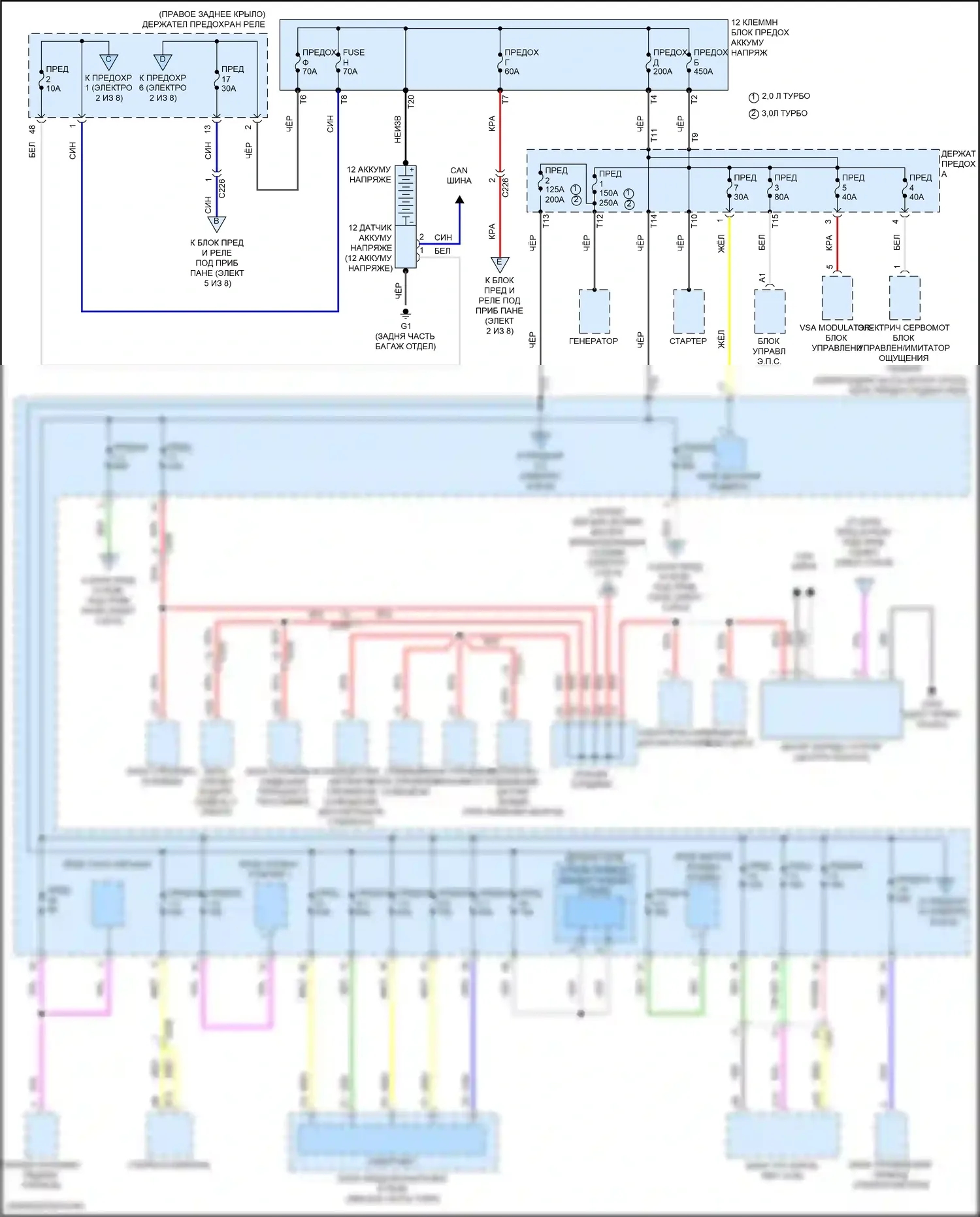 TLX Acura II (2020-2024): Электросхема блока предохранителей реле (1 из 8) 