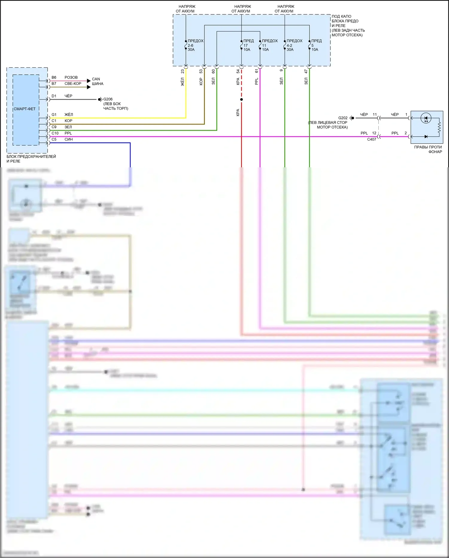 TLX Acura II (2020-2024): Электросхема фар (1 из 2) 