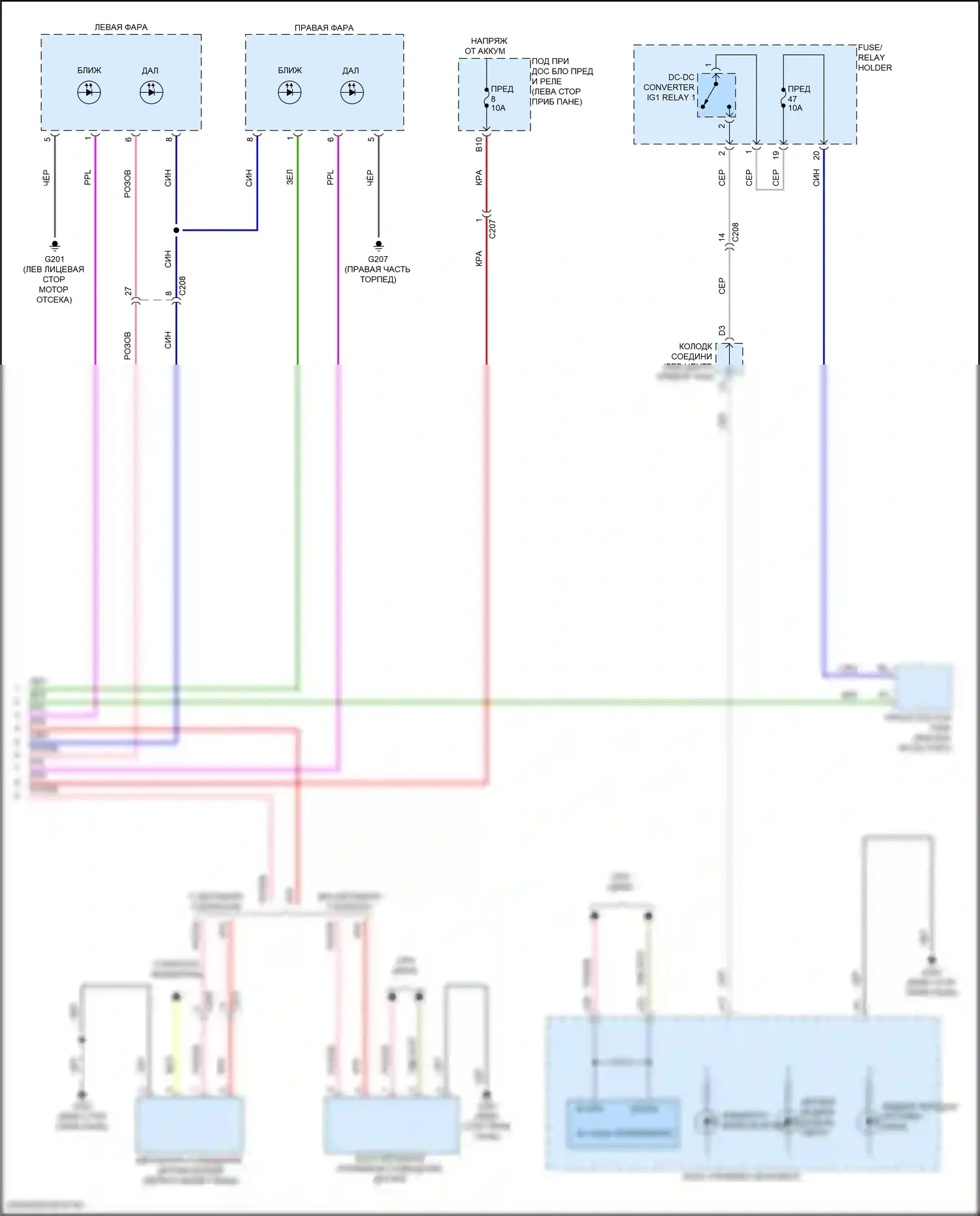 TLX Acura II (2020-2024): Электросхема фар (2 из 2) 