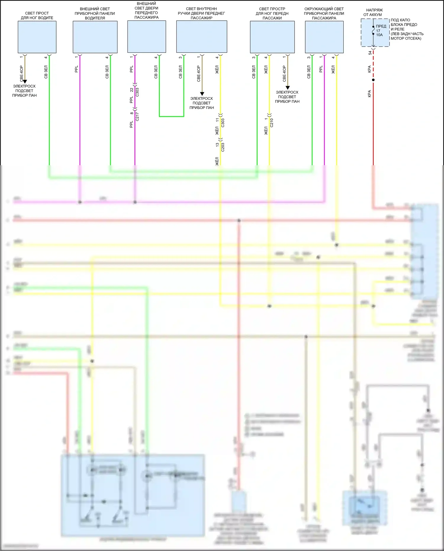 TLX Acura II (2020-2024): Электросхема освещения салона, без главного управления освещением (3 из 3) 
