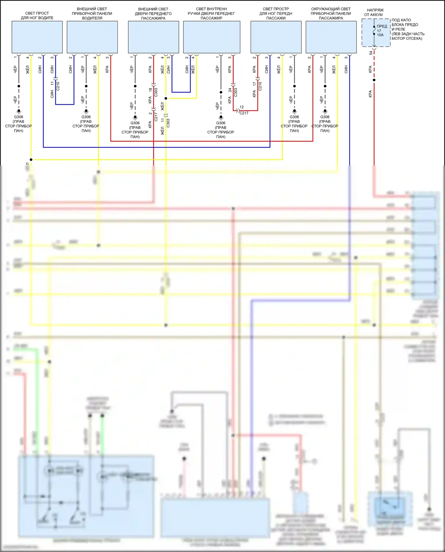 TLX Acura II (2020-2024): Электросхема освещения салона, с главным управлением освещением (3 из 3) 
