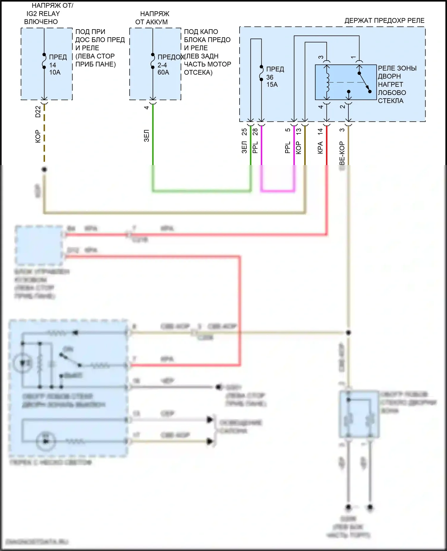 TLX Acura II (2020-2024): Электросхема антиобледенителя дворника 