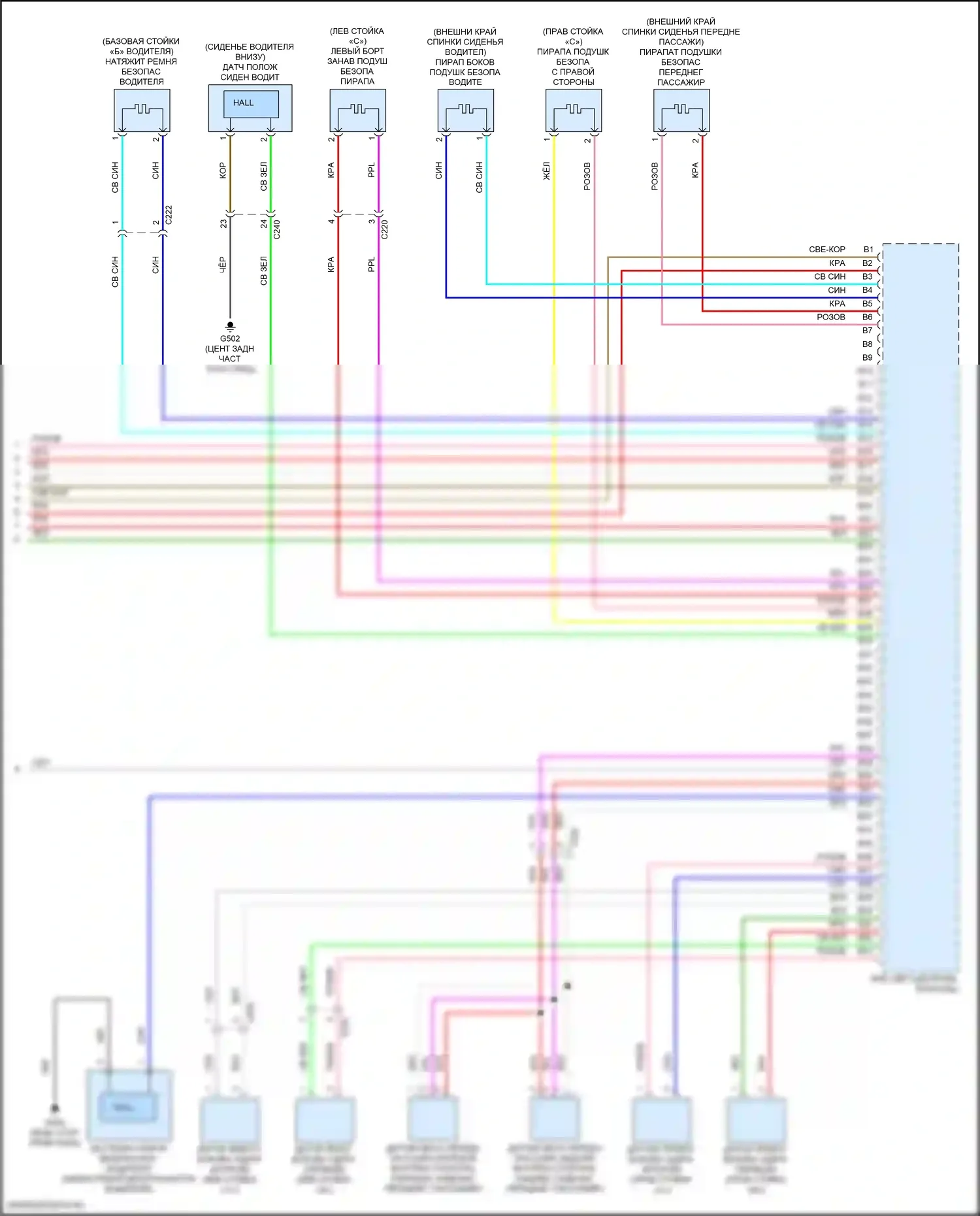 TLX Acura II (2020-2024): Электросхема подушек безопасности (3 из 3) 