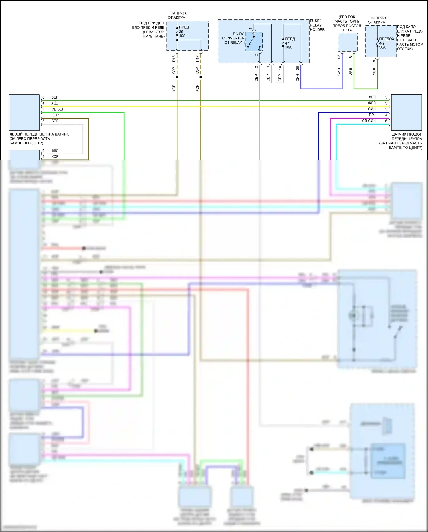 TLX Acura II (2020-2024): Электросхема парктроника 