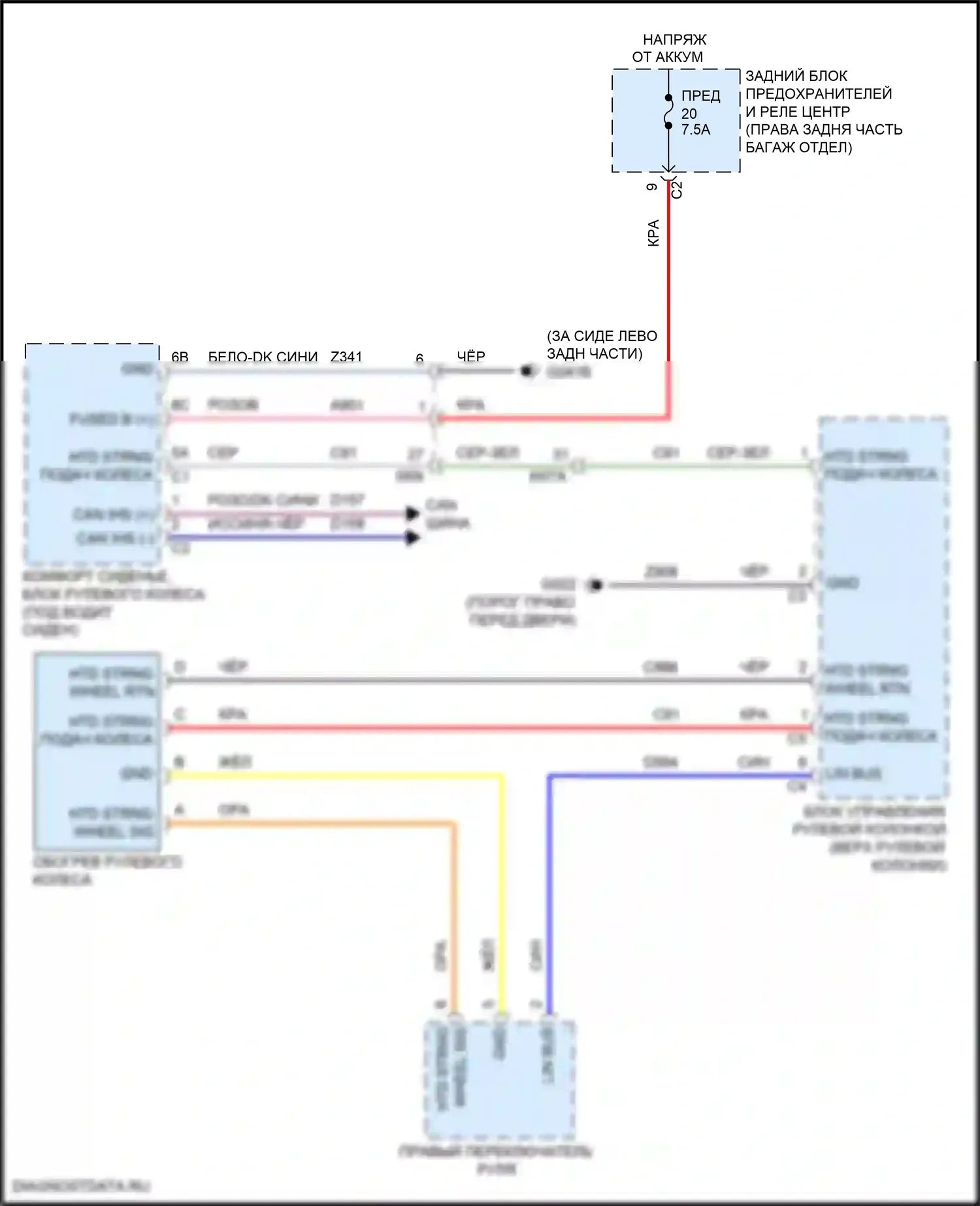 Giulia Alfa Romeo 952 (2016-2024): Электросхема рулевого колеса с подогревом 