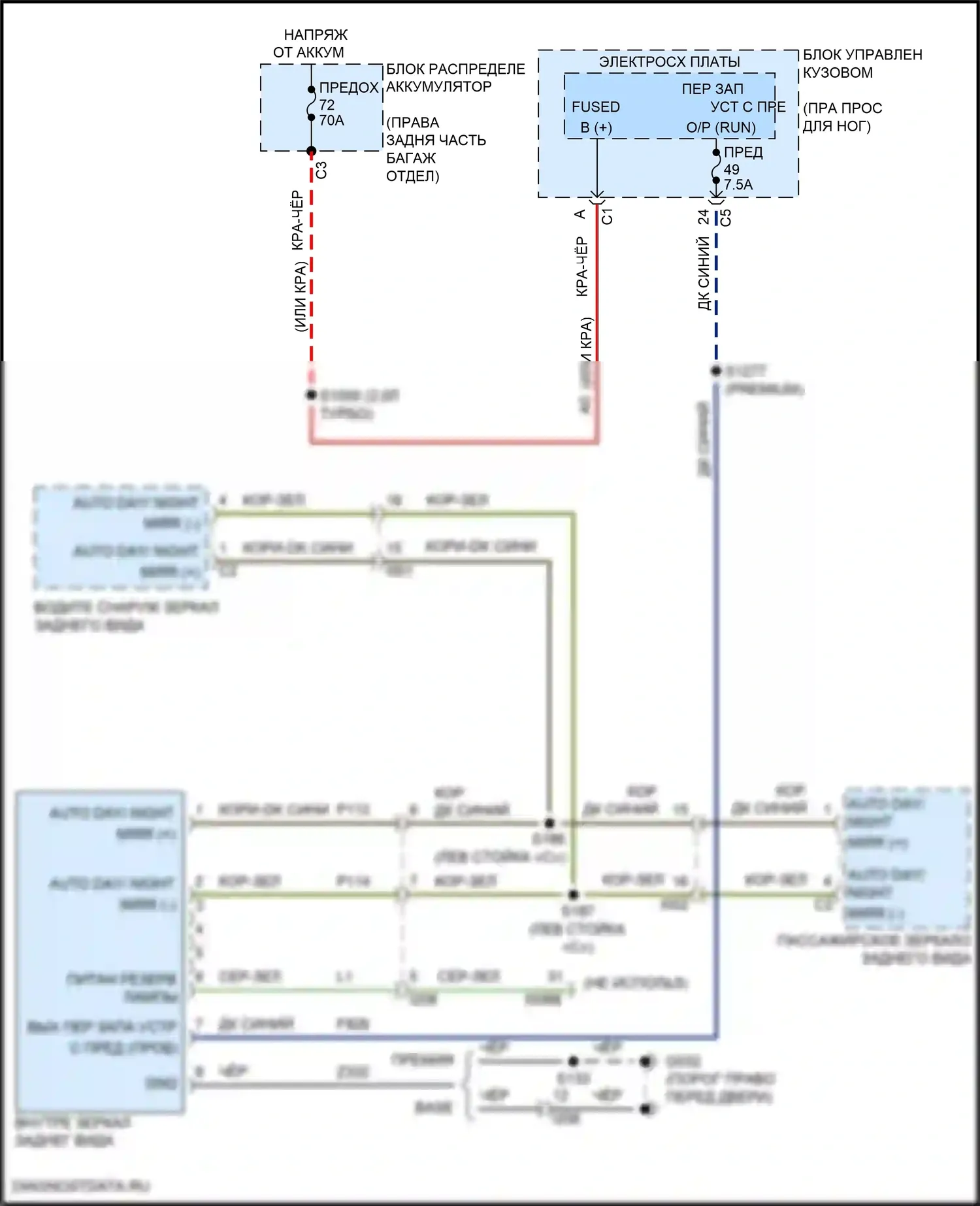 Giulia Alfa Romeo 952 (2016-2024): Электросхема управления зеркалами заднего вида 