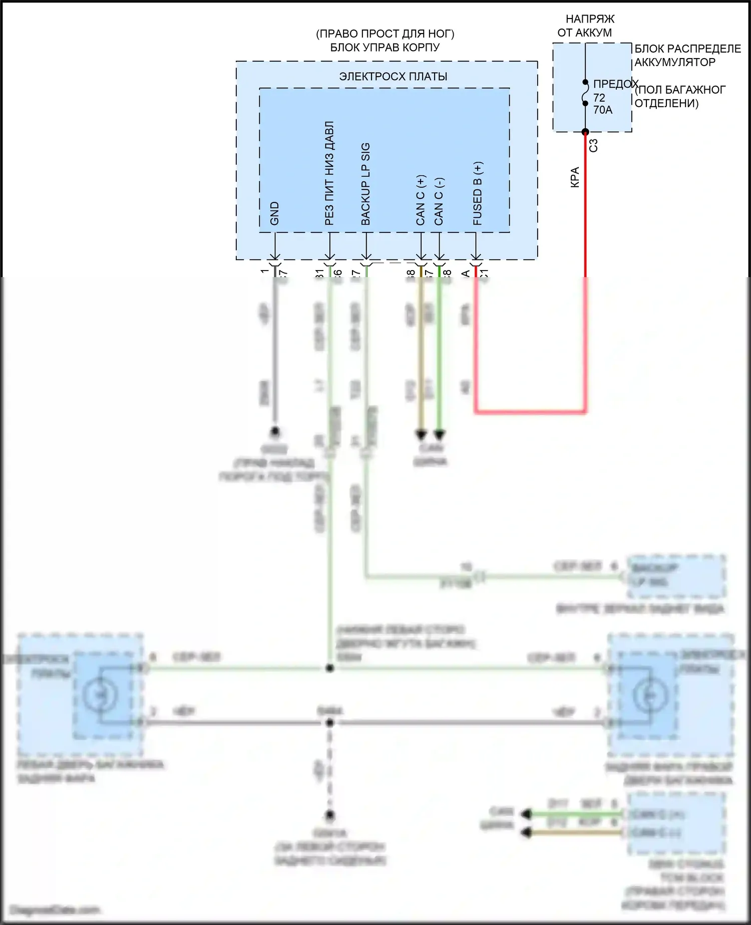 Stelvio Alfa Romeo I (2017-2024): Электросхема фонарей заднего хода 