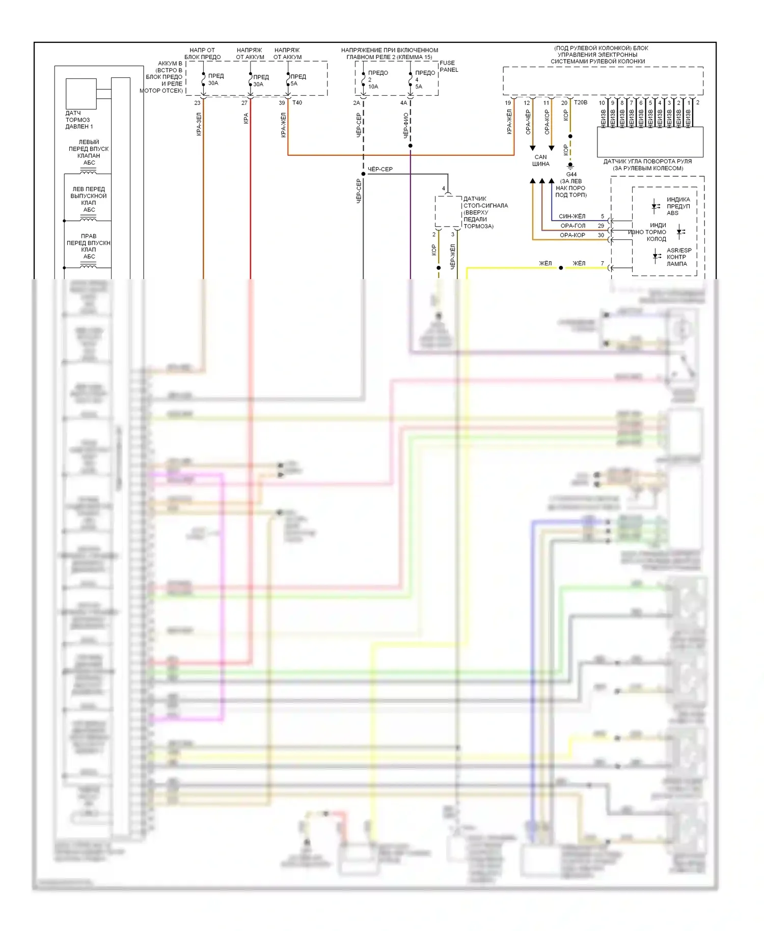 A3 Audi 8P рестайлинг 2 (2008-2013): Антиблокировочная система abs электросхема, без помощи удержания на подъеме 