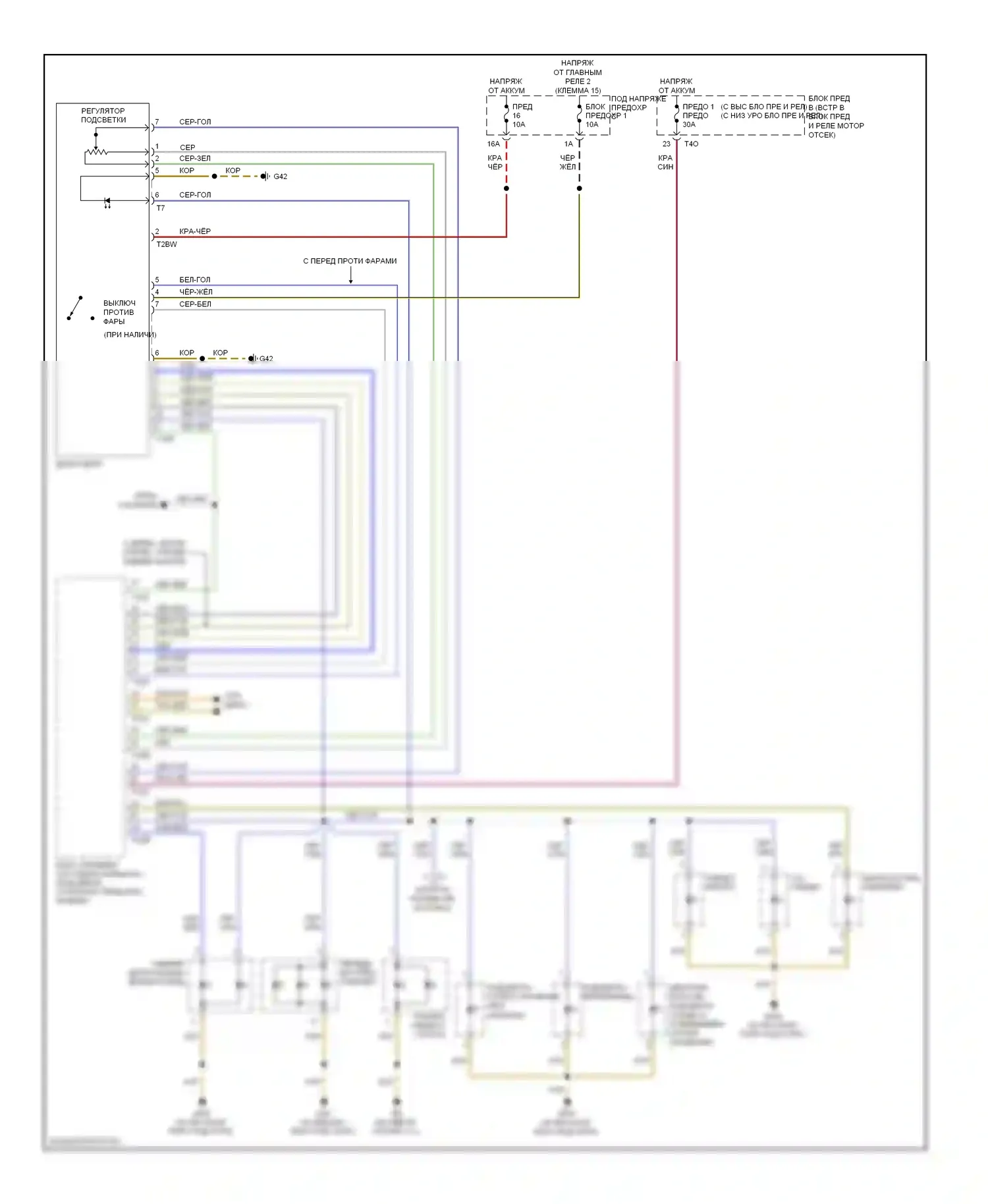 A3 Audi 8P рестайлинг 2 (2008-2013): Электросхема подсветки приборной панели (1 из 2) 