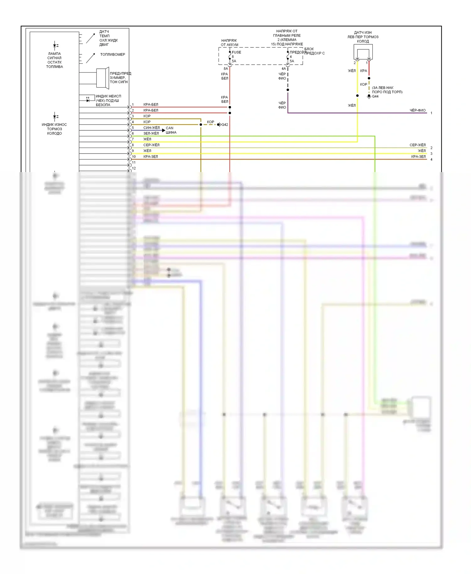 A3 Audi 8P рестайлинг 2 (2008-2013): Электросхема приборной панели (1 из 2) 