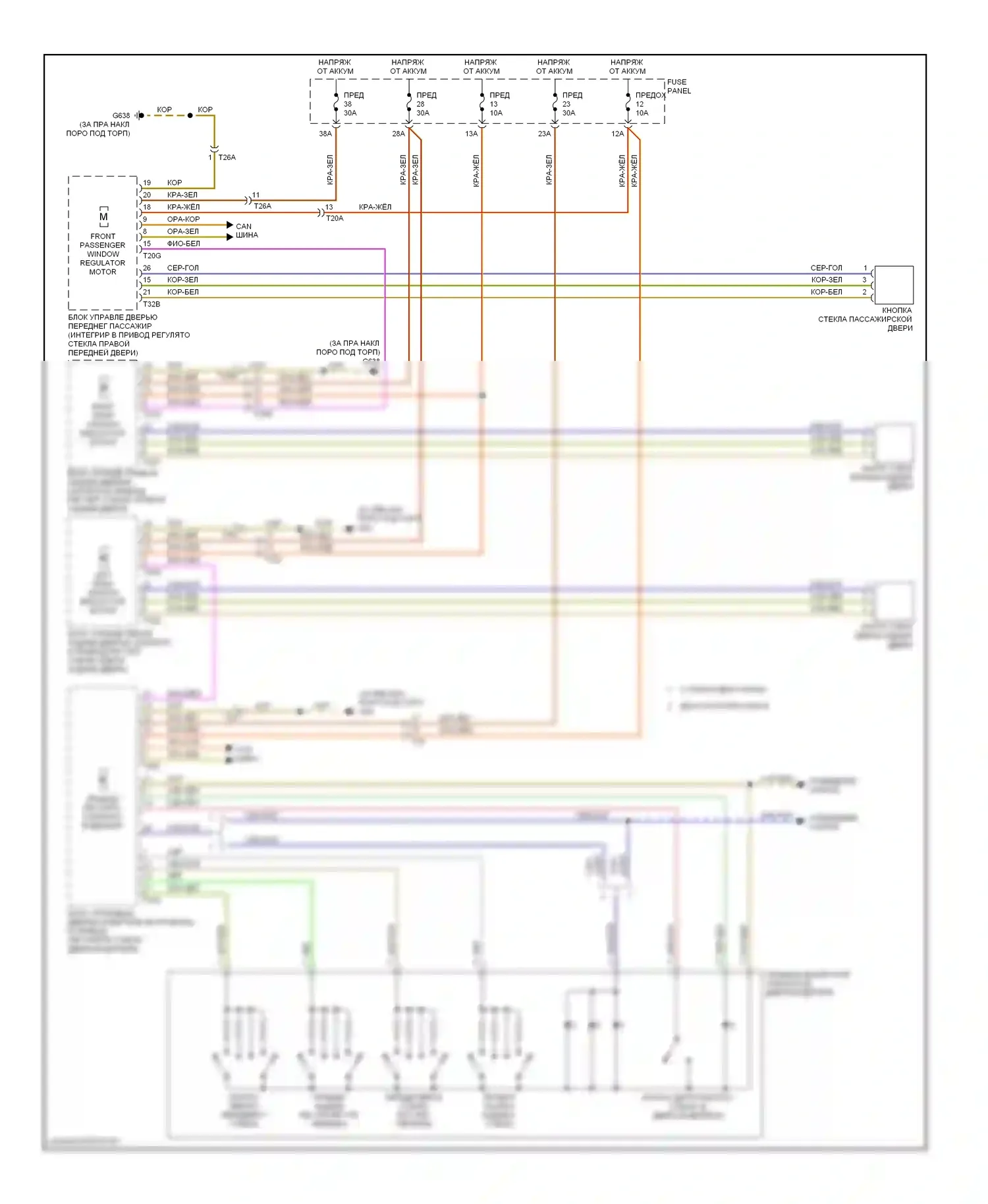 A3 Audi 8P рестайлинг 2 (2008-2013): Стеклоподъемники электросхема 