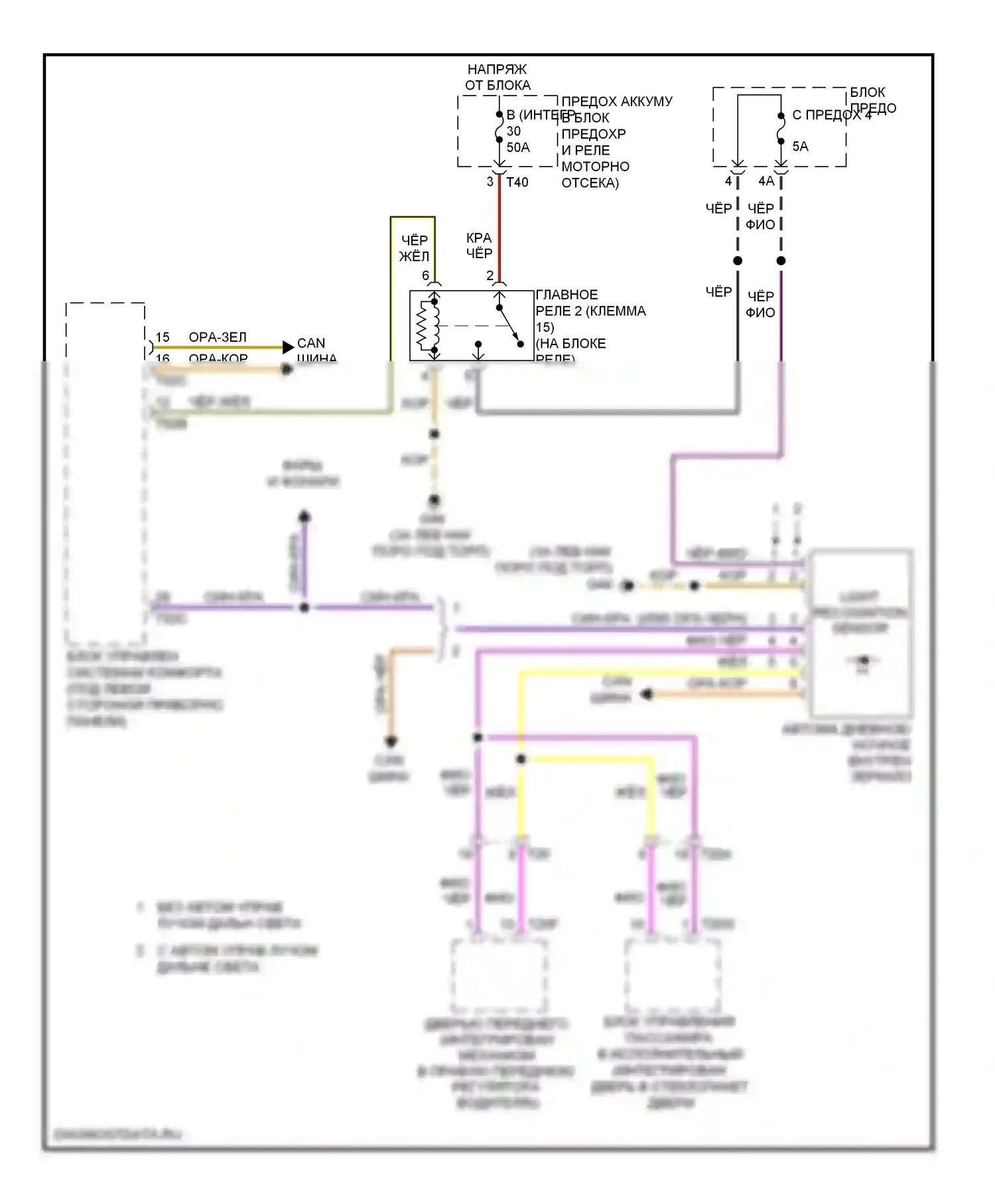 A3 Audi 8P рестайлинг 2 (2008-2013): Электросхема автоматического дневного/ночного зеркала 