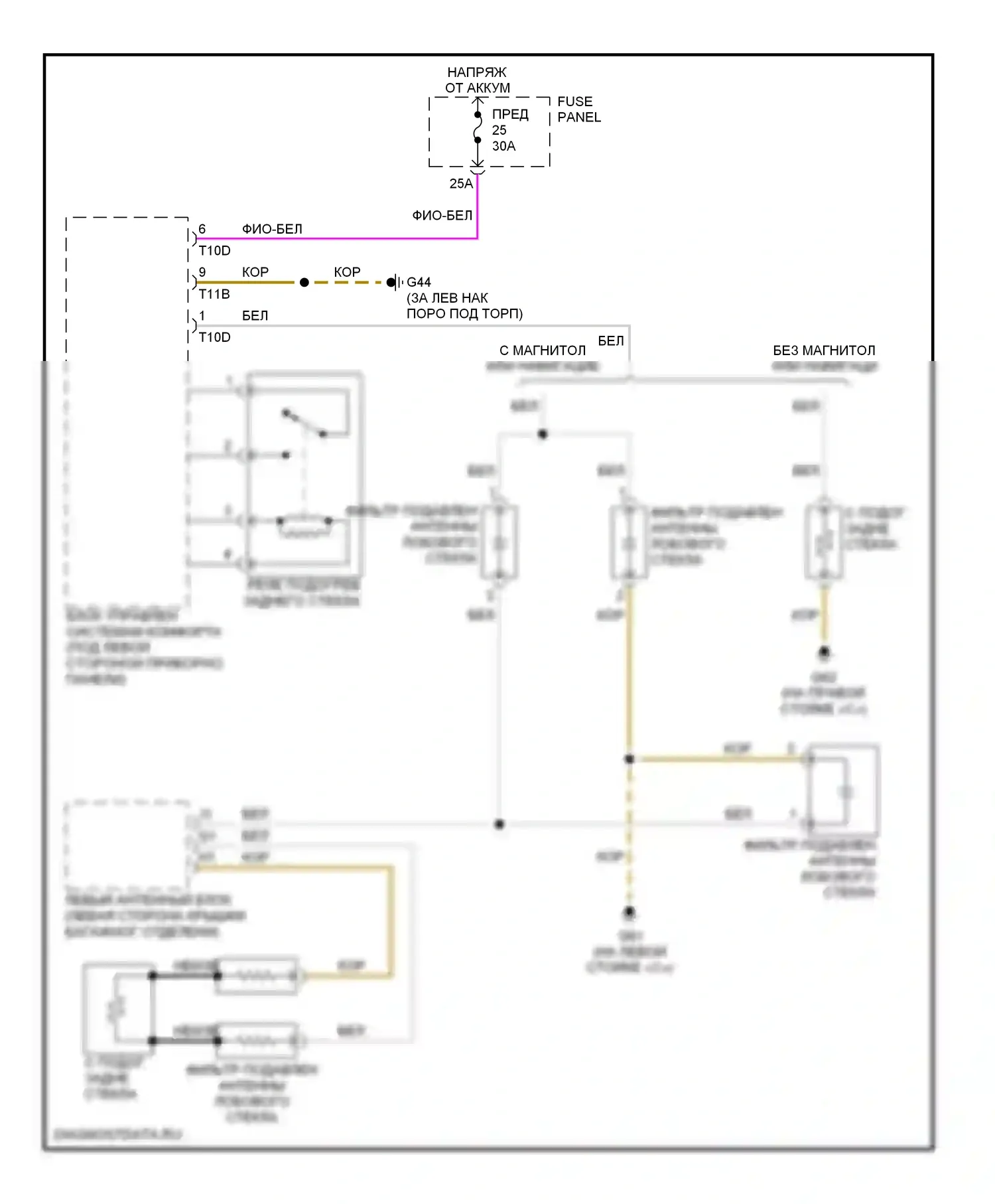 A3 Audi 8P рестайлинг (2004-2008): Электросхема заднего подогрева 