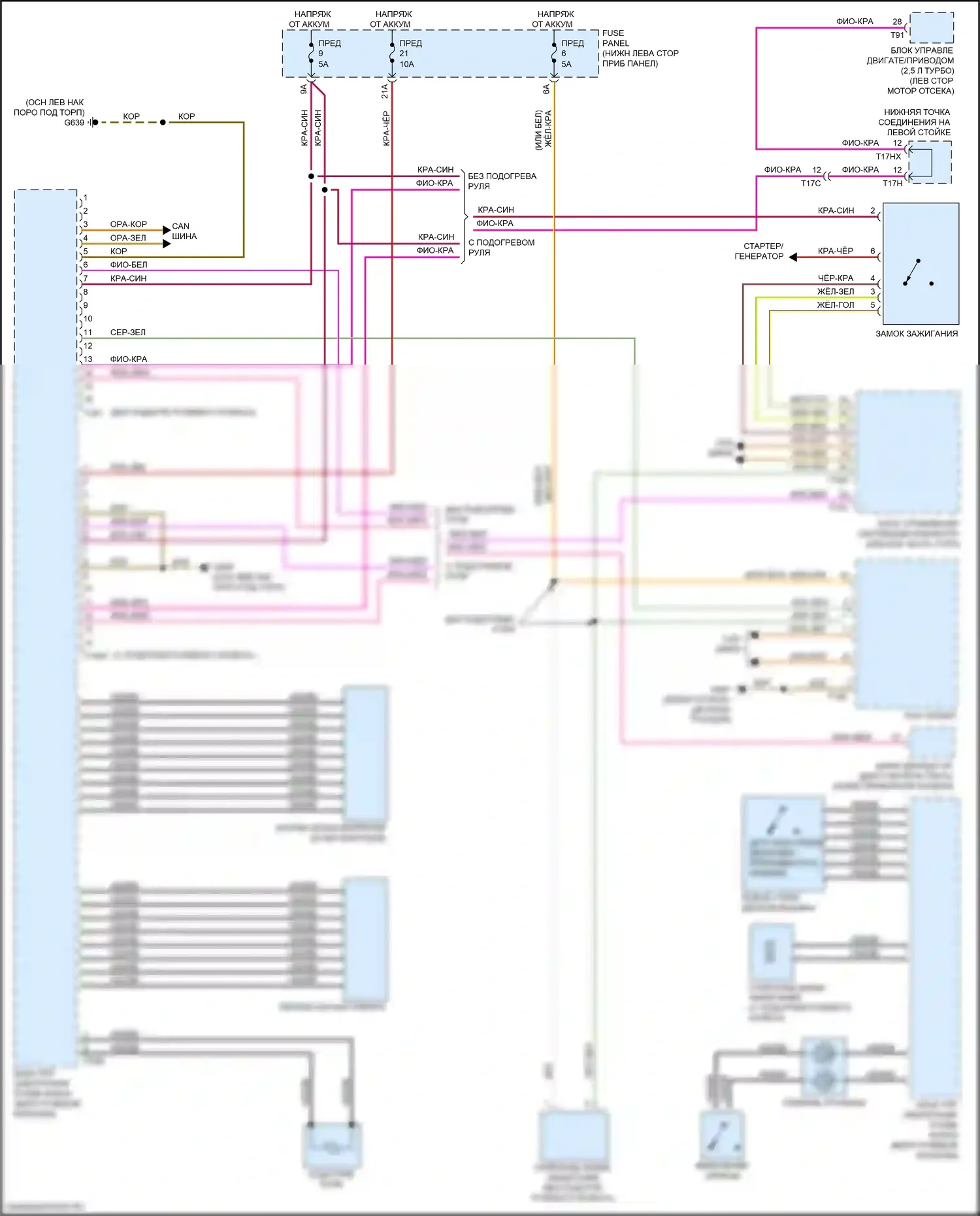 A3 Audi 8V рестайлинг (2016-2020): Электросхема блока управления электронными системами рулевой колонки 
