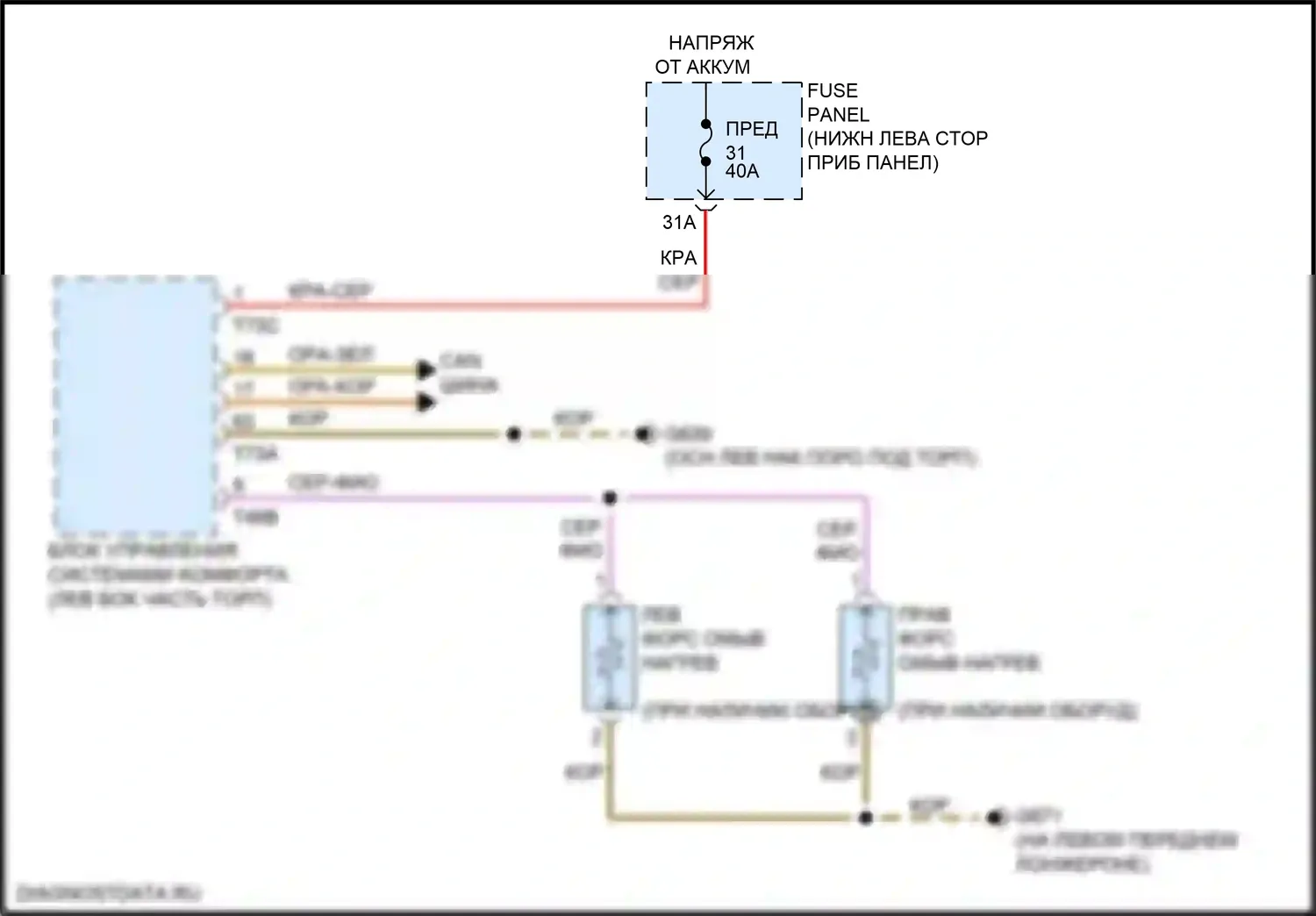A3 Audi 8V рестайлинг (2016-2020): Электросхема подогрева форсунки 