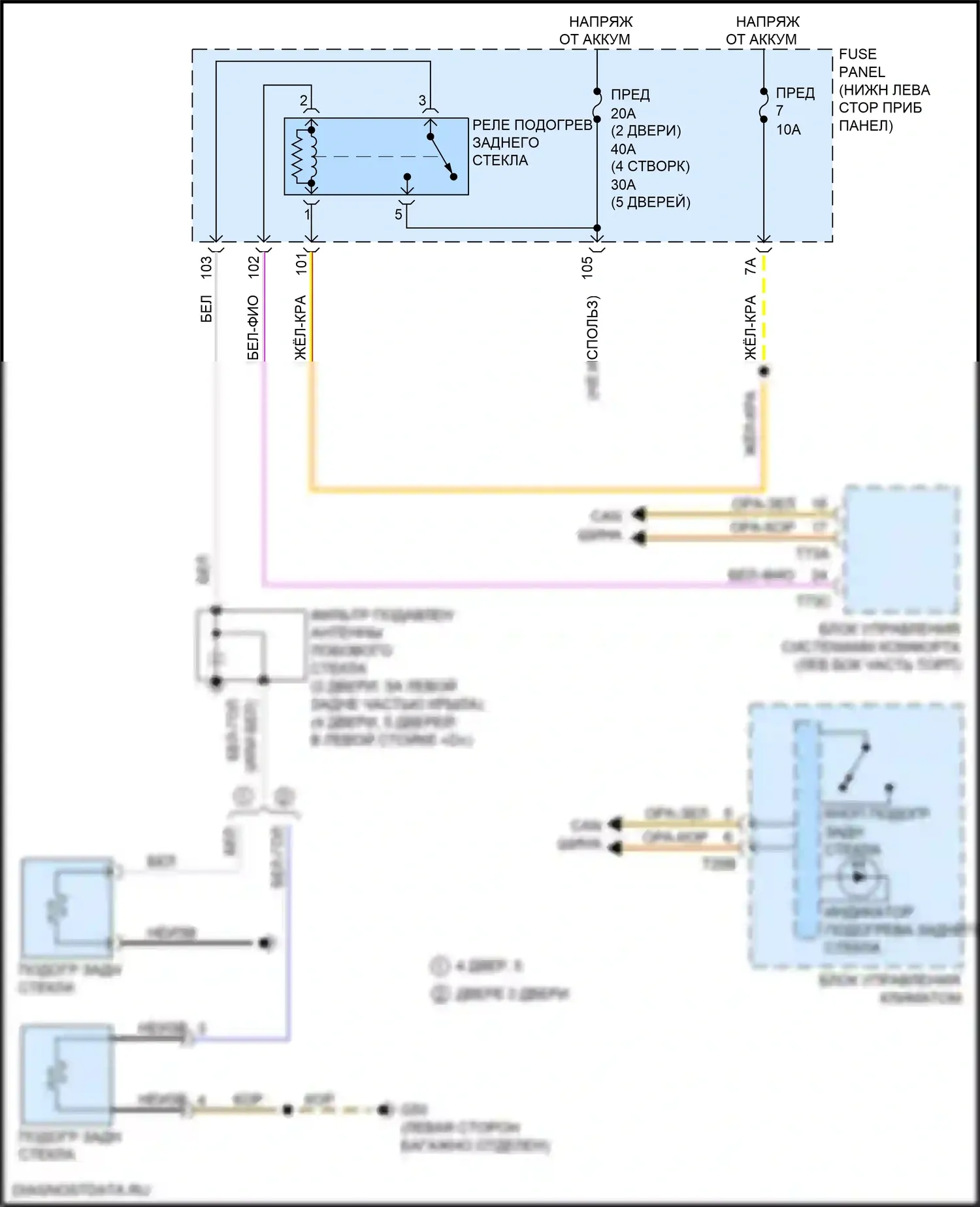 A3 Audi 8V рестайлинг (2016-2020): Электросхема заднего подогрева 
