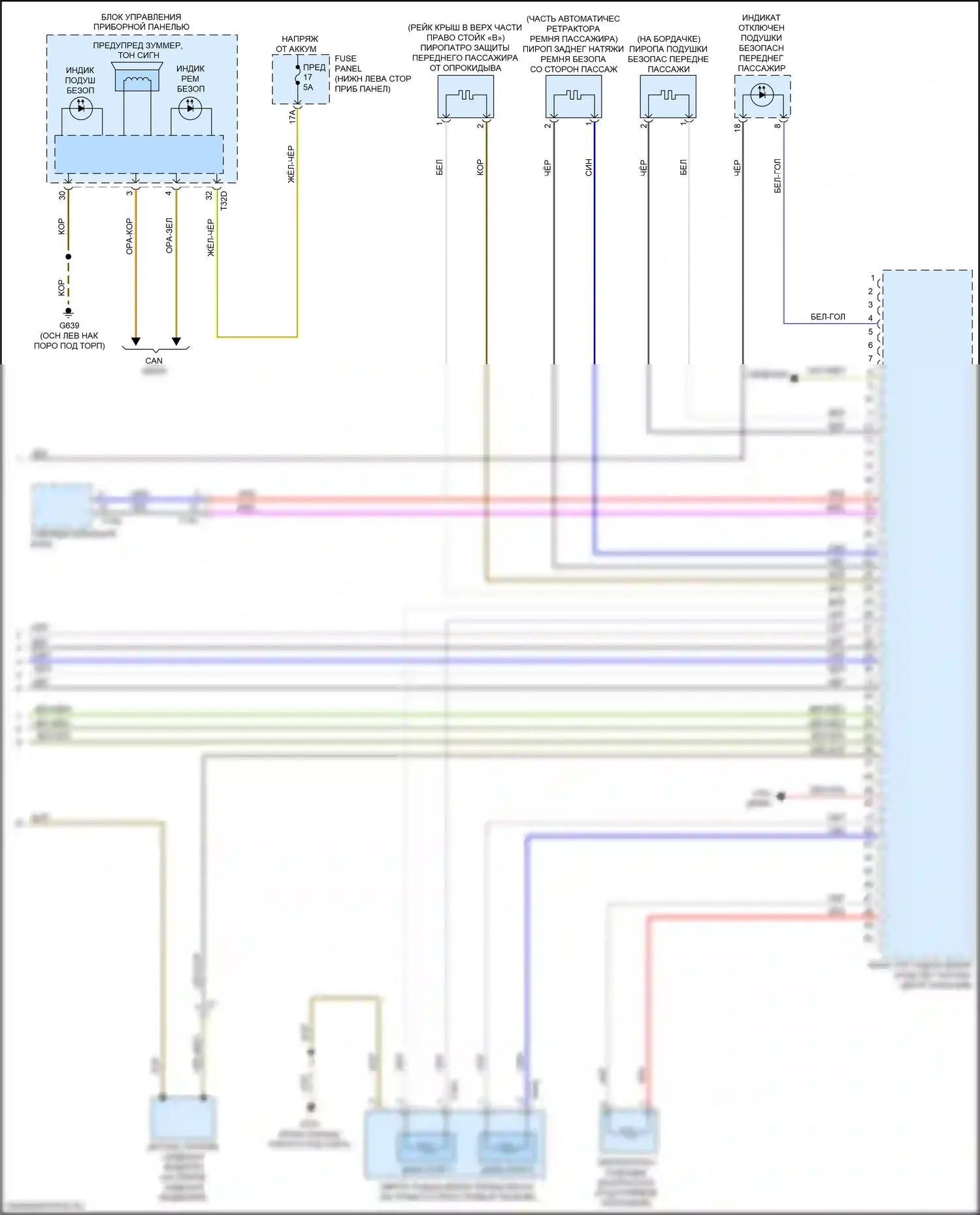 A3 Audi 8V рестайлинг (2016-2020): Электросхема подушек безопасности (3 из 3) 