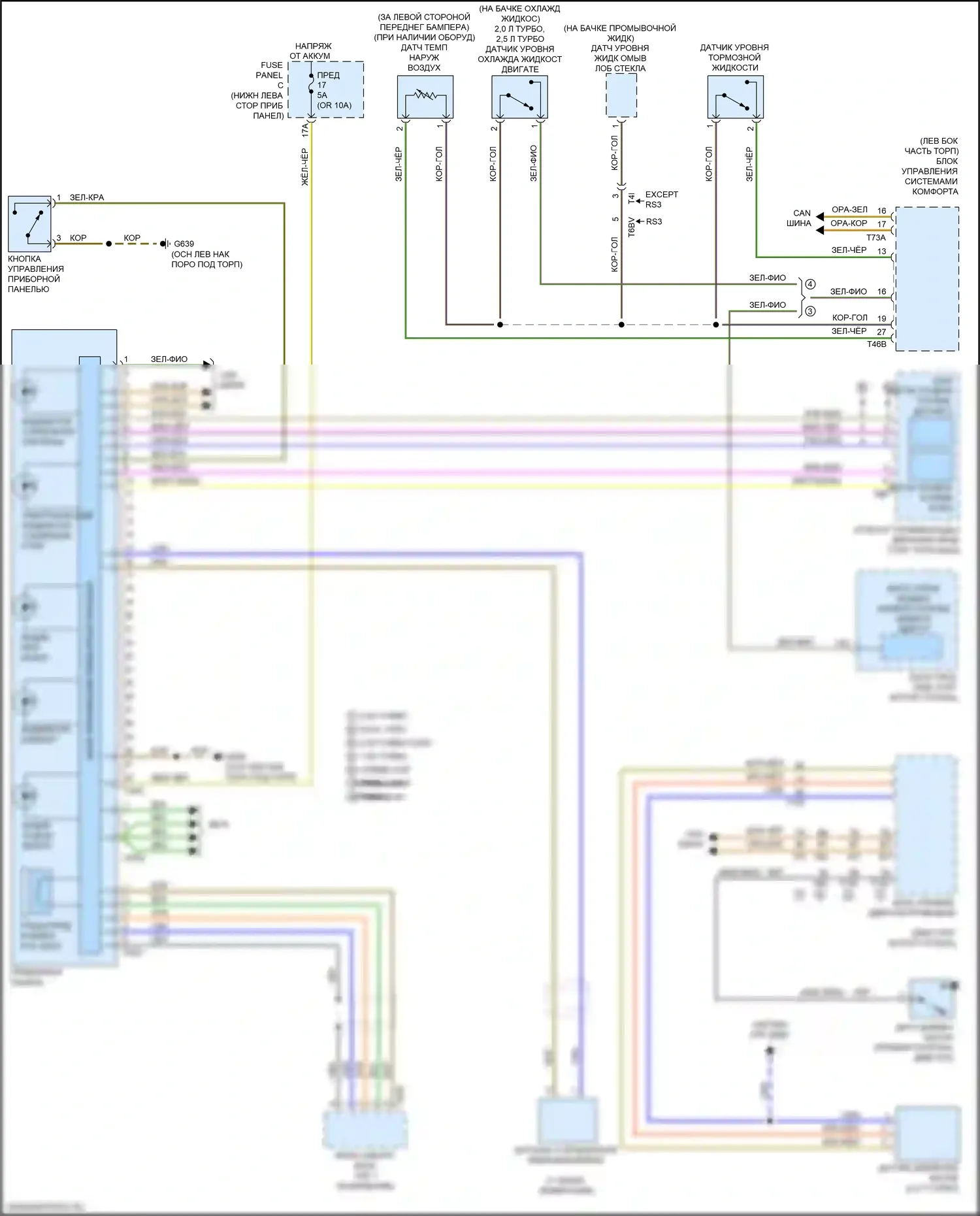 A3 Audi 8V рестайлинг (2016-2020): Электросхема приборной панели с многофункциональным дисплеем 