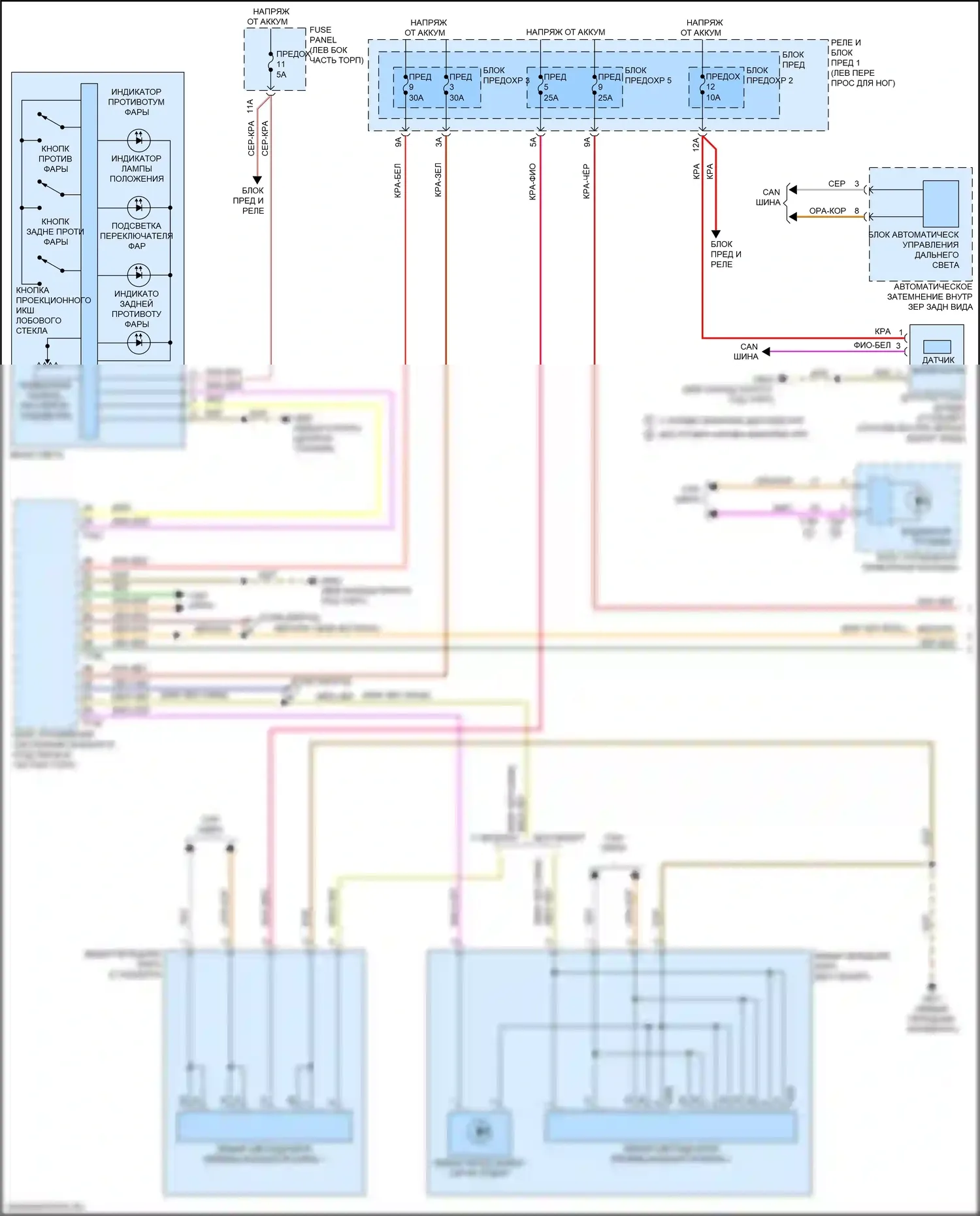 A4 Allroad Quattro Audi B9 рестайлинг (2019-2024): Электросхема фар, без ксенона и матричного луча (1 из 2) 
