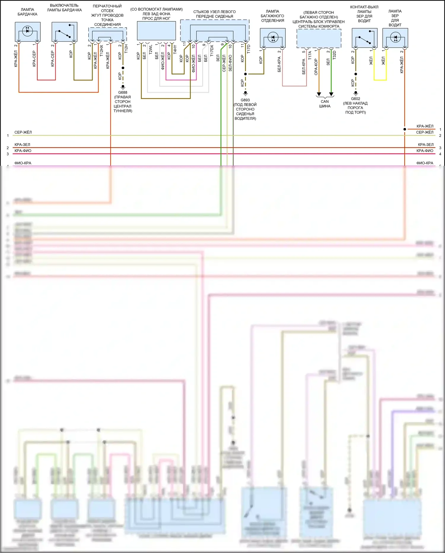 A4 Allroad Quattro Audi B9 рестайлинг (2019-2024): Электросхема освещения салона (4 из 5) 