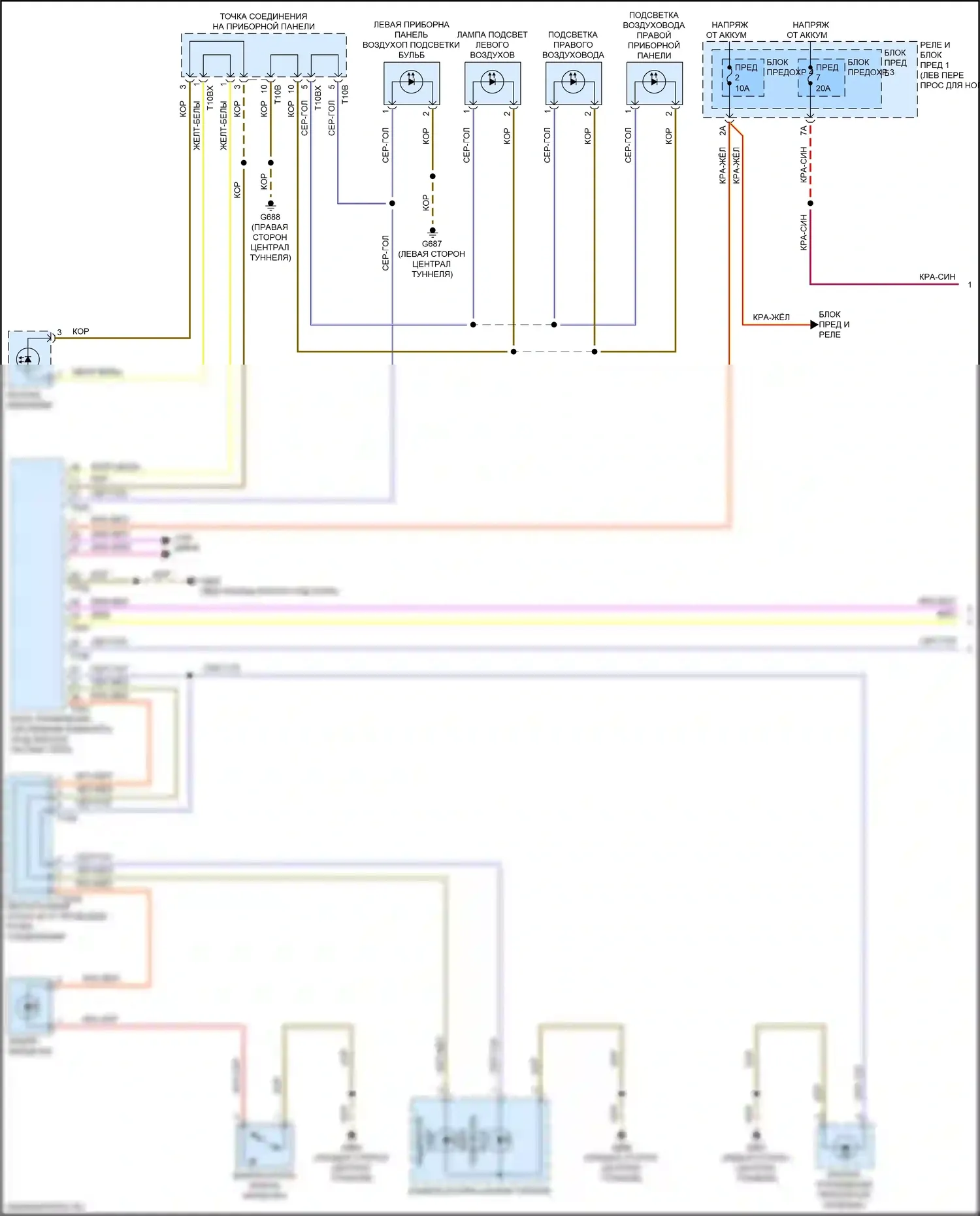 A4 Allroad Quattro Audi B9 рестайлинг (2019-2024): Электросхема подсветки приборной панели (1 из 4) 