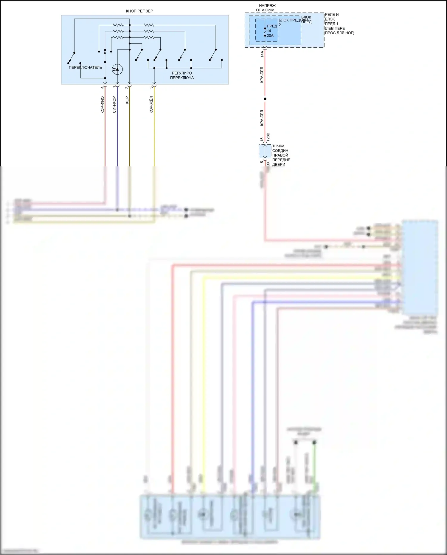 A4 Allroad Quattro Audi B9 рестайлинг (2019-2024): Управление зеркалами заднего вида электросхема (2 из 2) 