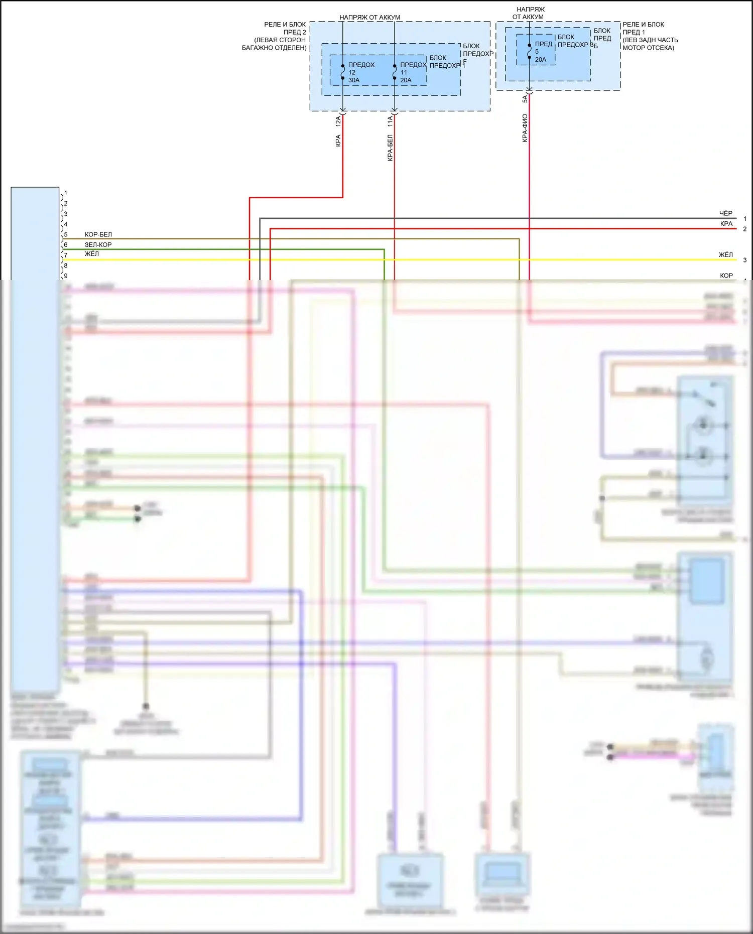 A4 Allroad Quattro Audi B9 (2016-2020): Электросхема открытия багажника и лючка топливного бака (1 из 2) 