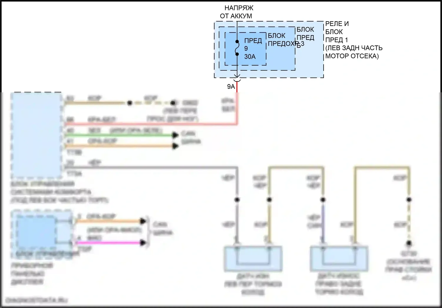 A4 Allroad Quattro Audi B9 (2016-2020): Электросхема датчика износа тормозов 