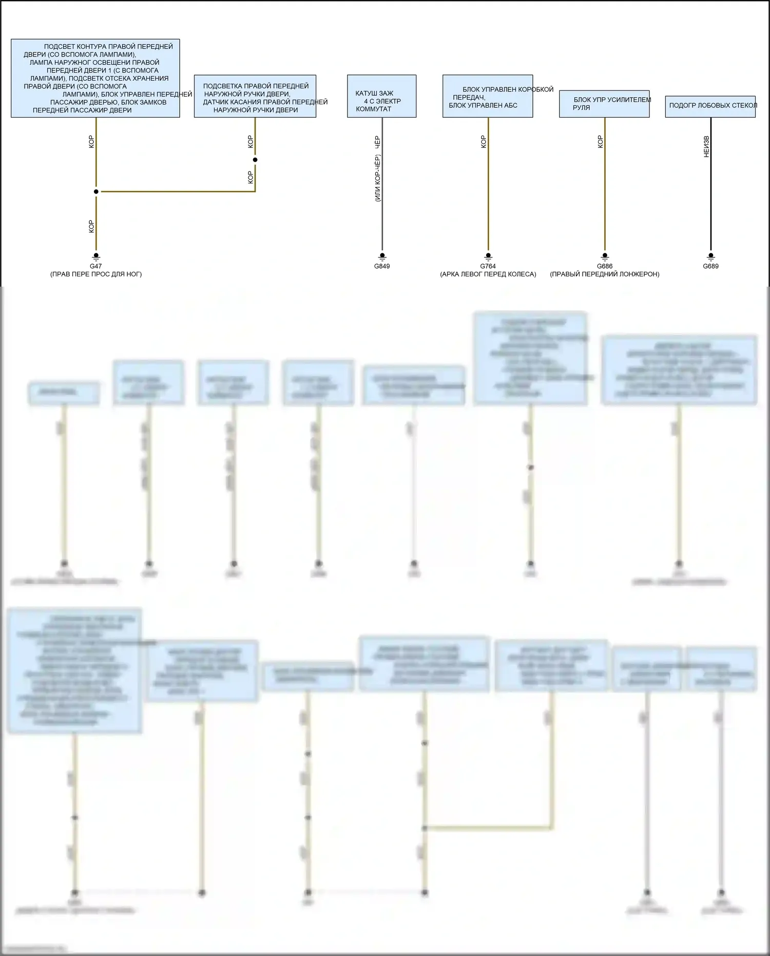 A4 Allroad Quattro Audi B9 (2016-2020): Электросхема точек подключения масс (4 из 4) 