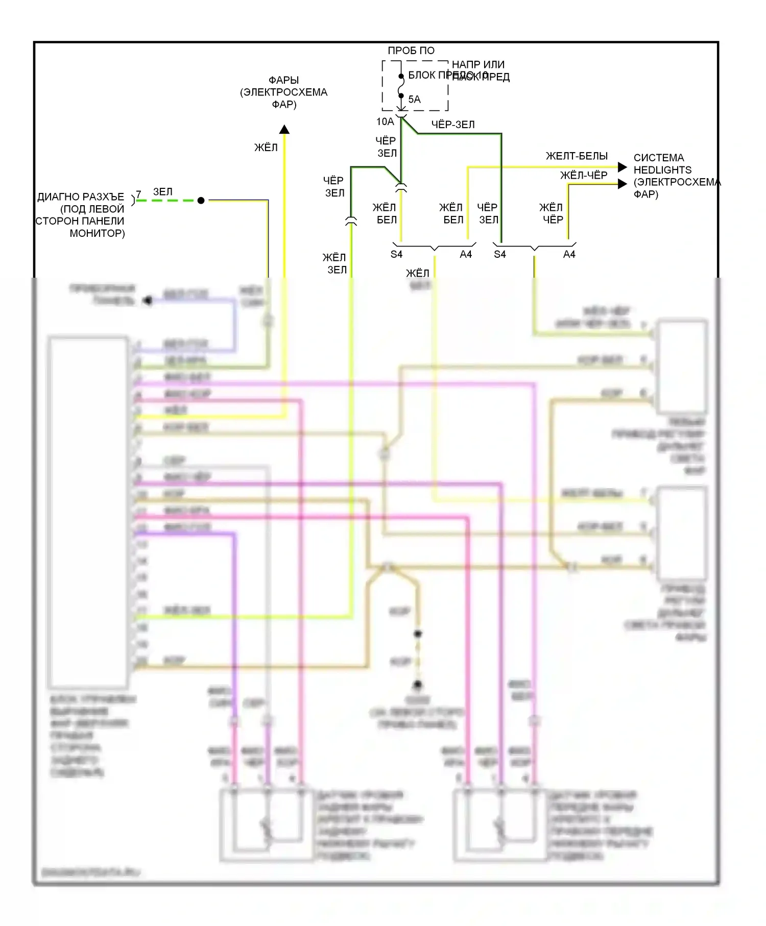 A4 Audi B5 рестайлинг (1999-2001): Электросхема корректора фар 