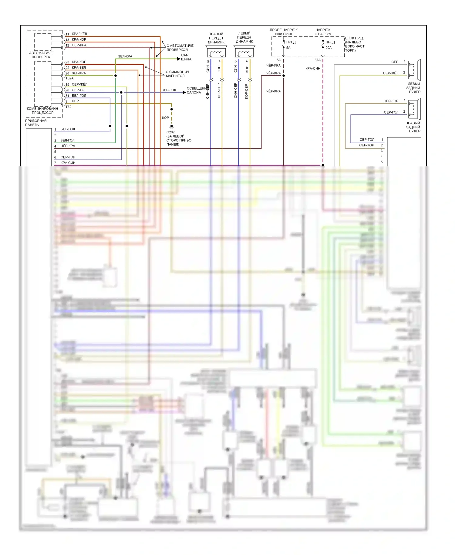 A4 Audi B5 рестайлинг (1999-2001): Am/ fm стереосхема, bose кроме avant 