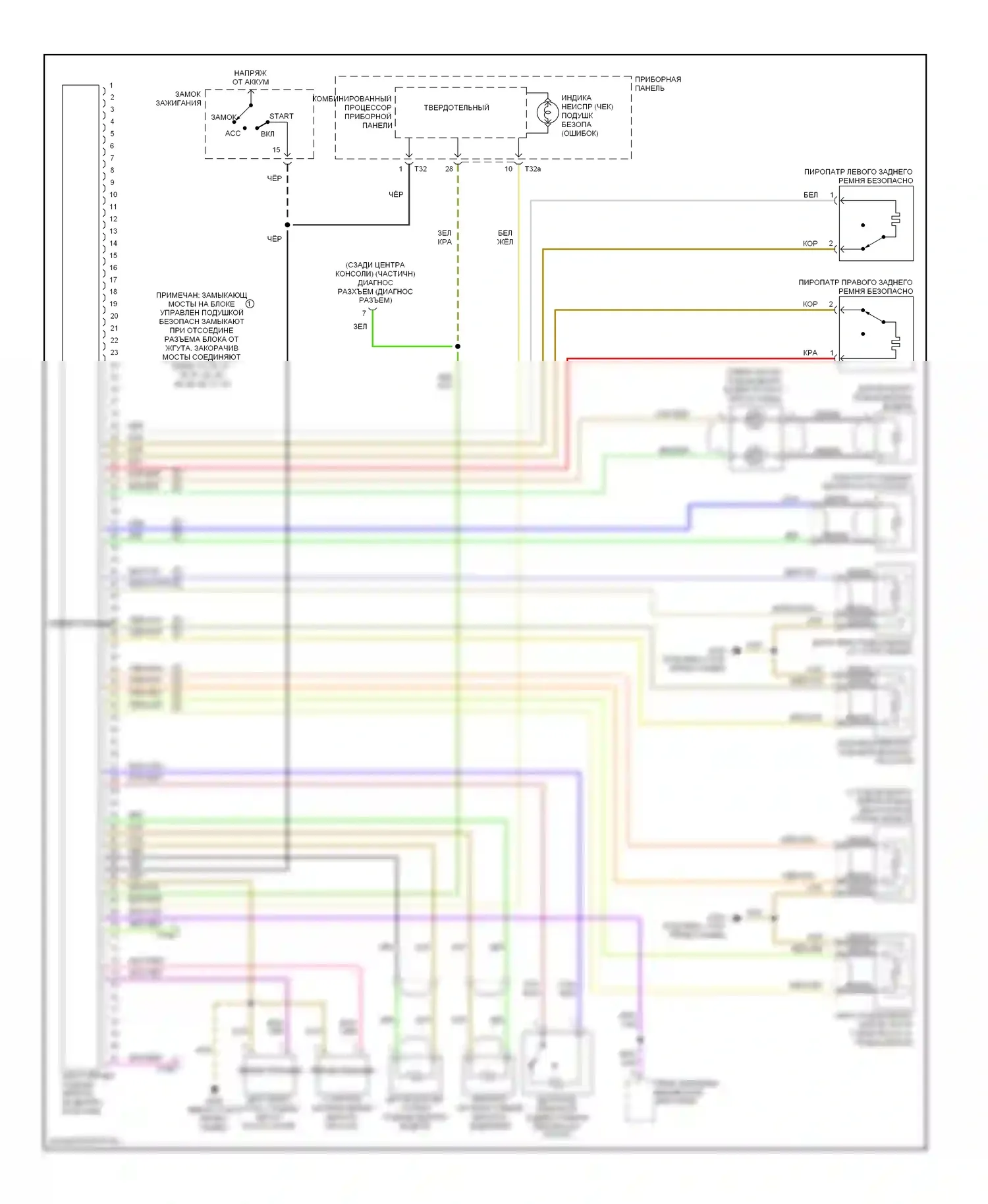 A4 Audi B5 рестайлинг (1999-2001): Электросхема подушек безопасности 
