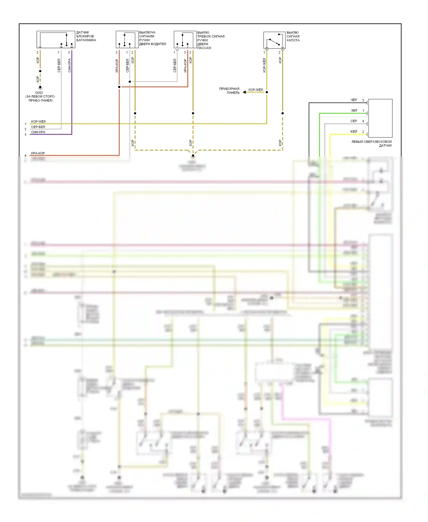 A4 Audi B5 рестайлинг (1999-2001): Сигнализации электросхема (2 из 2) 
