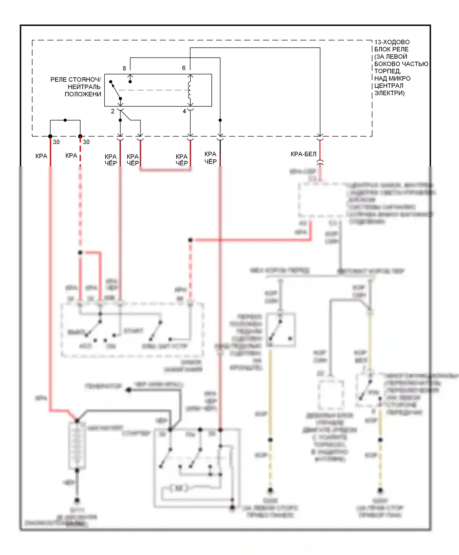 A4 Audi B5 рестайлинг (1999-2001): Электросхема стартера 